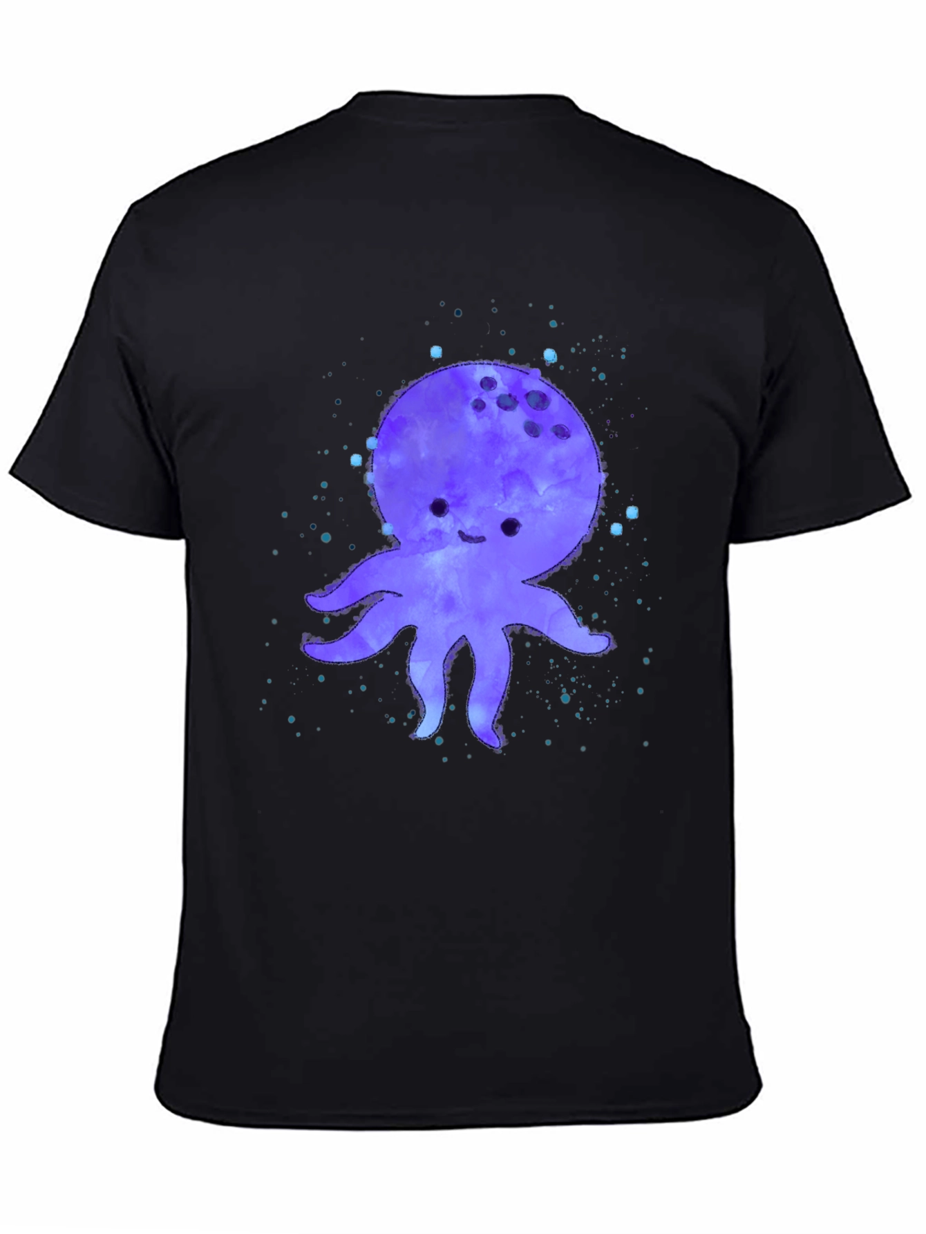 Cute Octopus Graphic Print Black T-Shirt