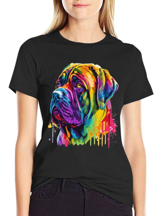 Colorful Mastiff Dog Graphic T-Shirt