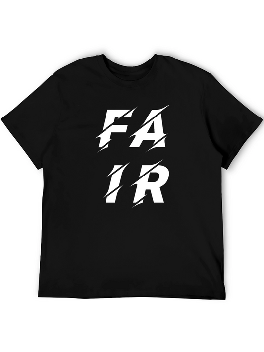 Edgy Graphic Tee: FAIR Sliced Text Design