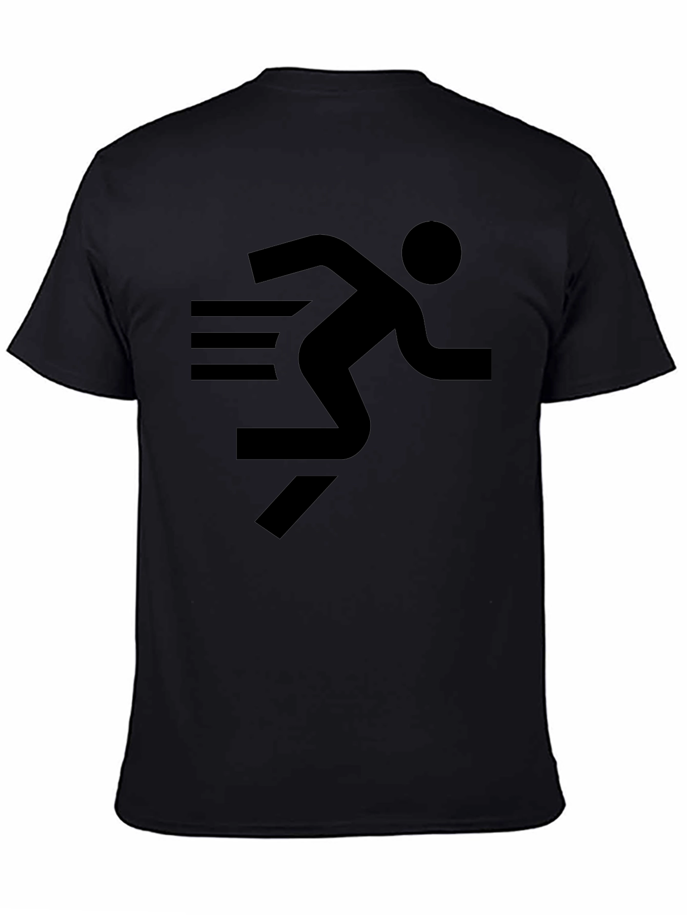 Running Man Graphic Tee - Black Cotton T-Shirt