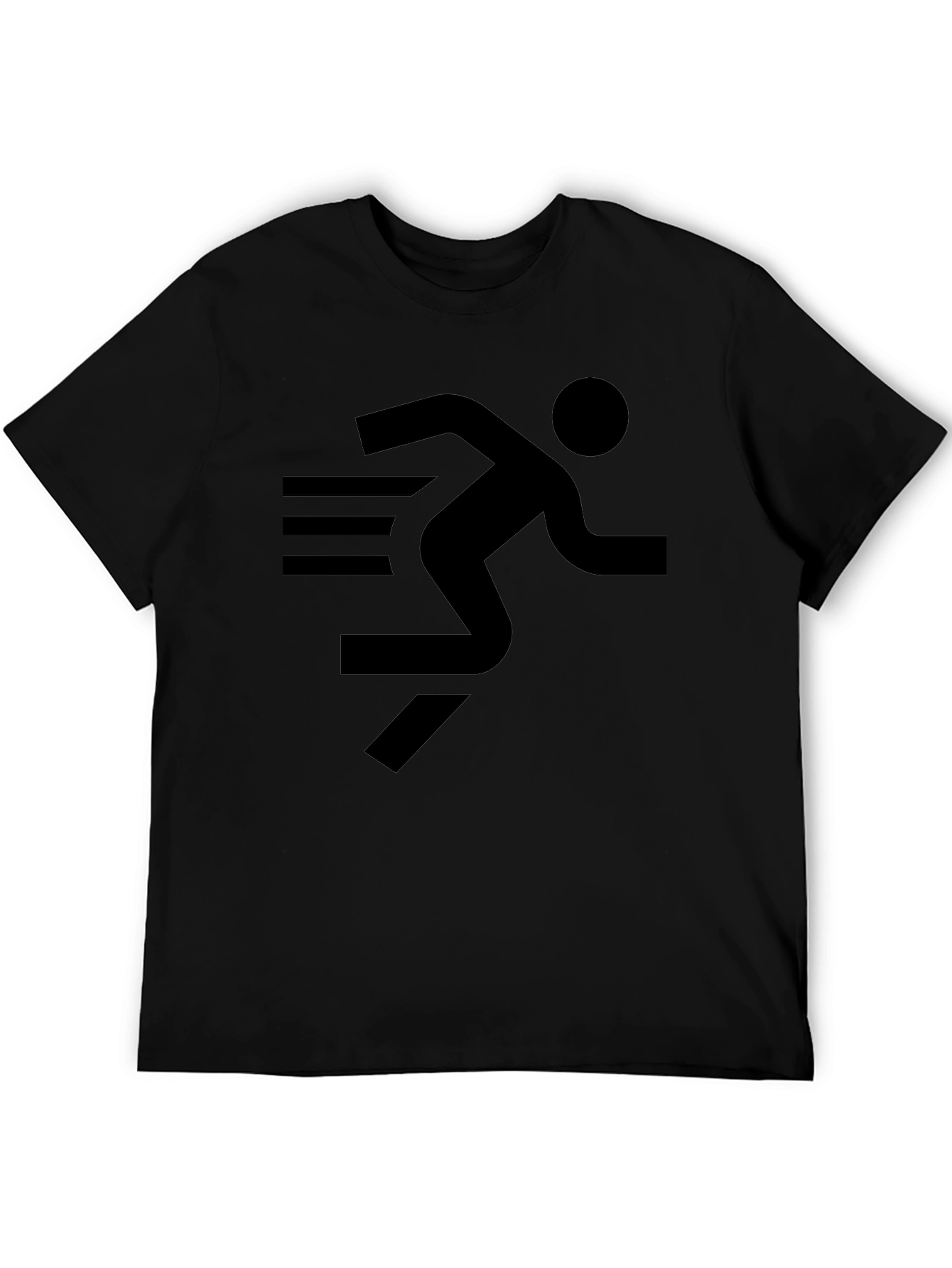 Running Man Graphic Tee - Black Cotton T-Shirt