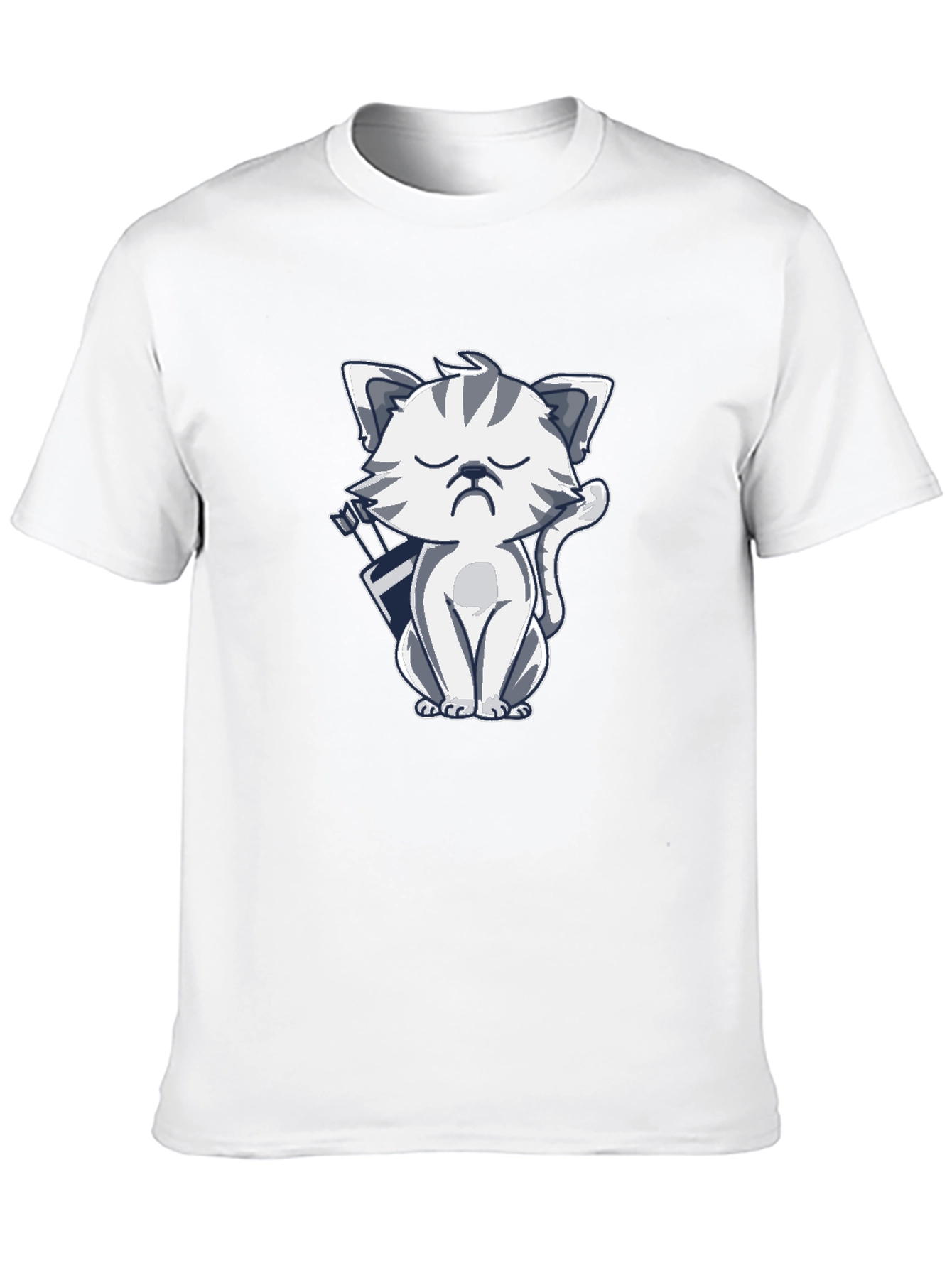 Grumpy Archer Cat Graphic T-Shirt - Black
