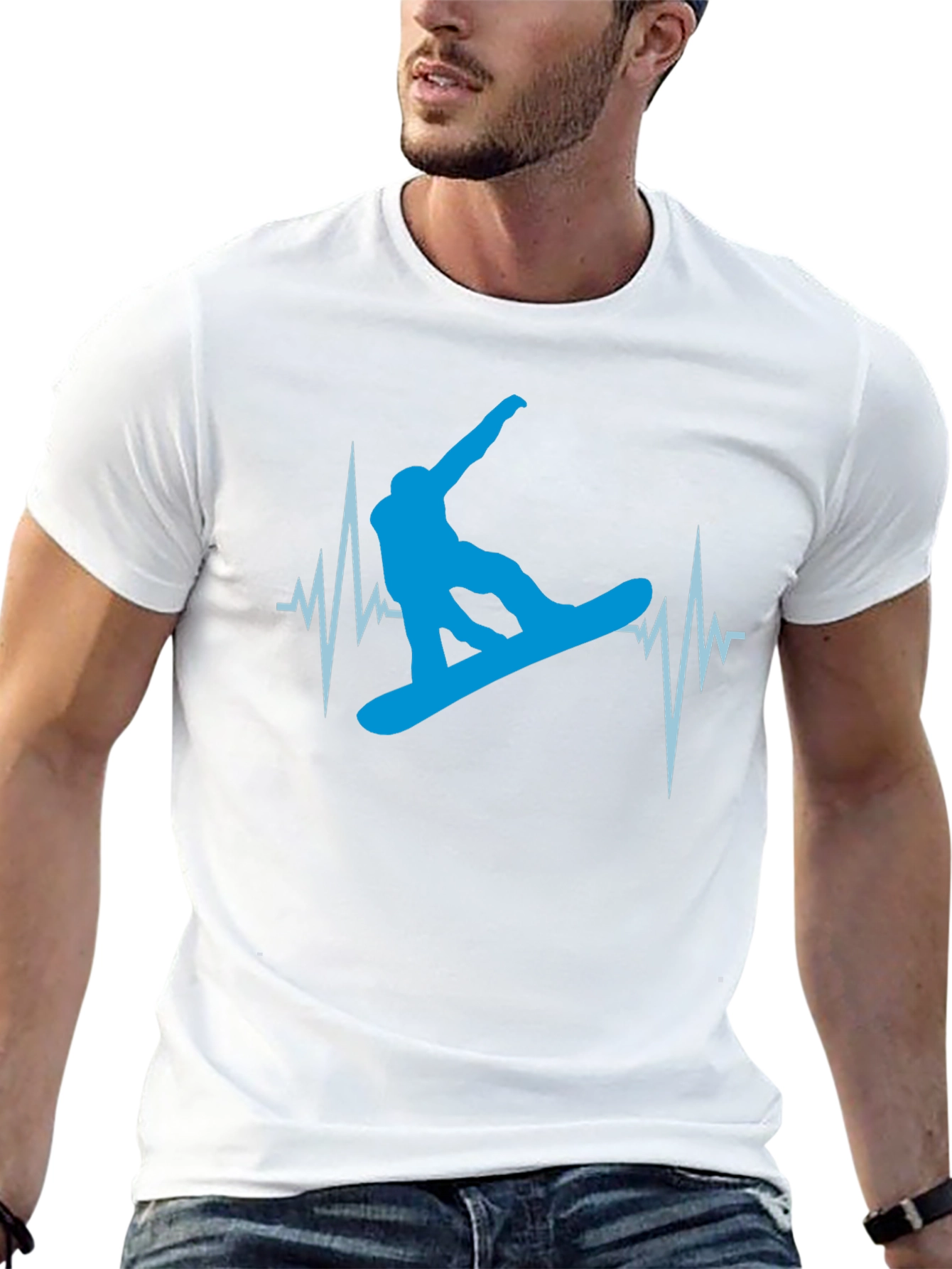Snowboarding Heartbeat T-Shirt - Black Graphic Tee