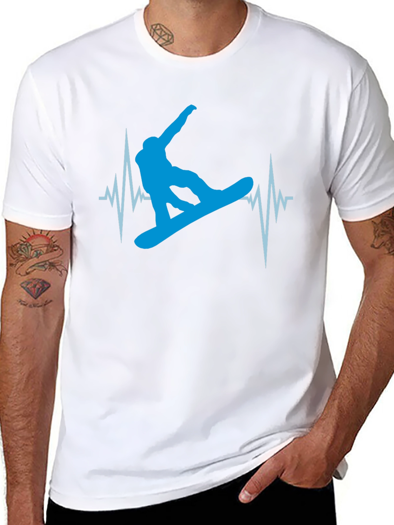 Snowboarding Heartbeat T-Shirt - Black Graphic Tee