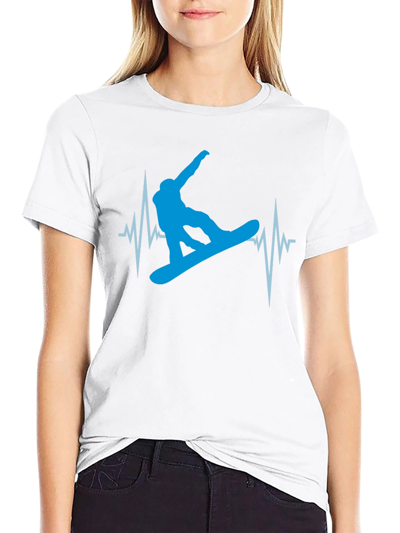 Snowboarding Heartbeat T-Shirt - Black Graphic Tee