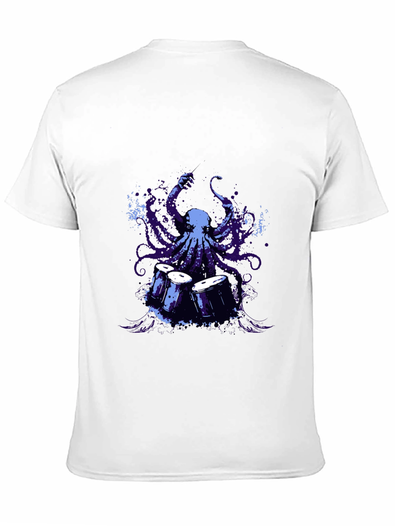 Octopus Drummer Graphic T-Shirt - Black