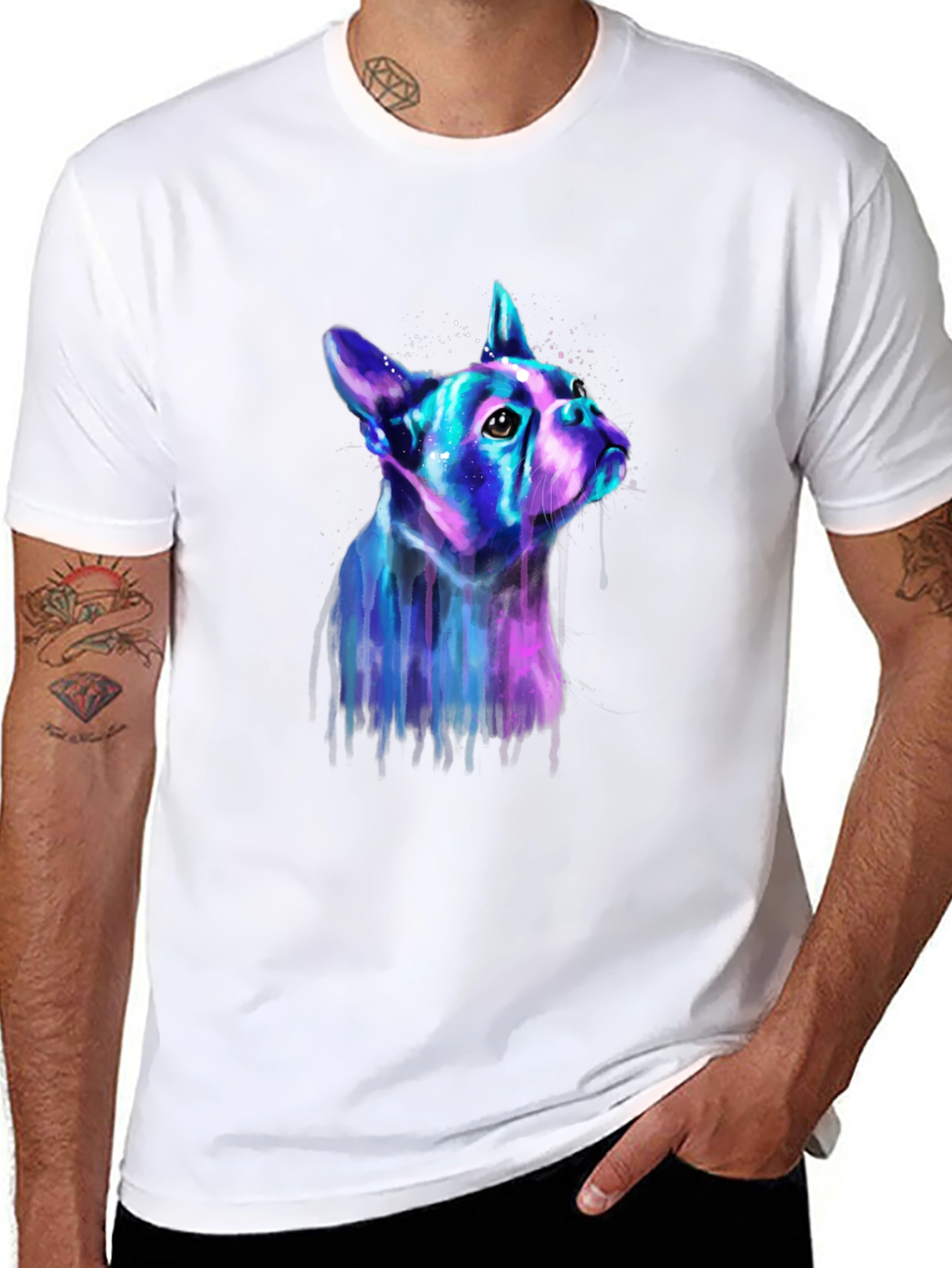 Neon Dog Graphic Tee - Mens Black T-Shirt