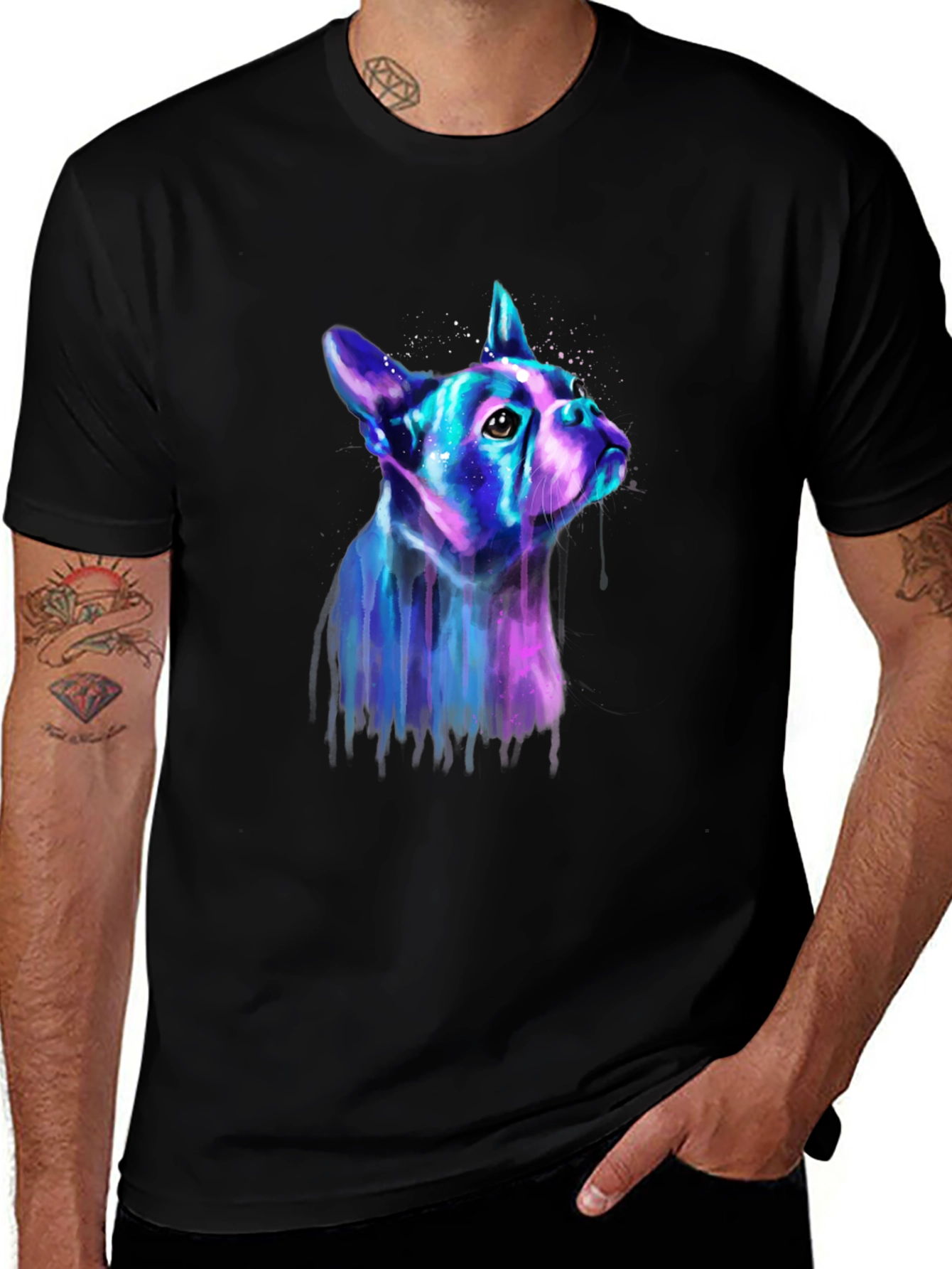 Neon Dog Graphic Tee - Mens Black T-Shirt