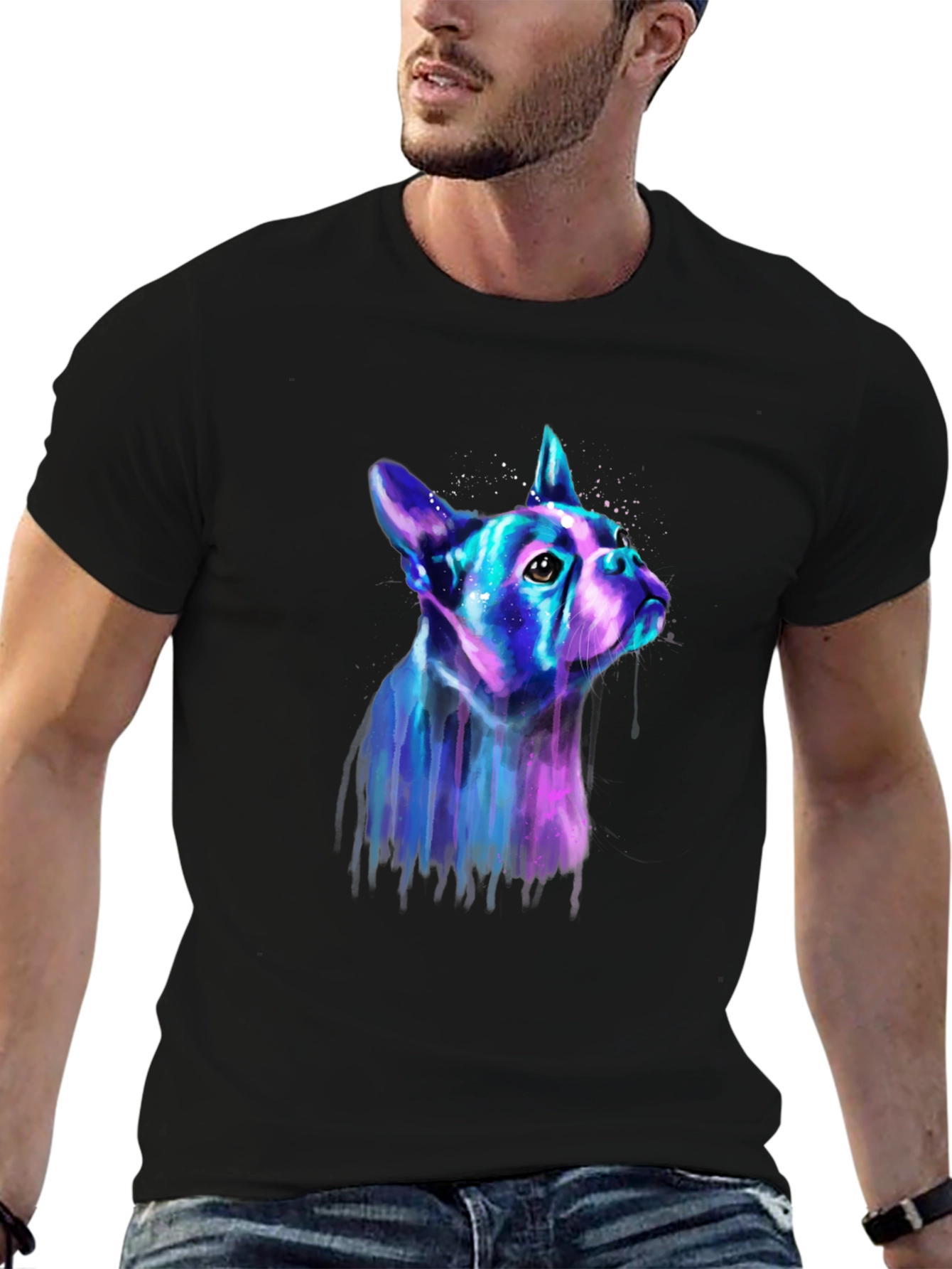 Neon Dog Graphic Tee - Mens Black T-Shirt