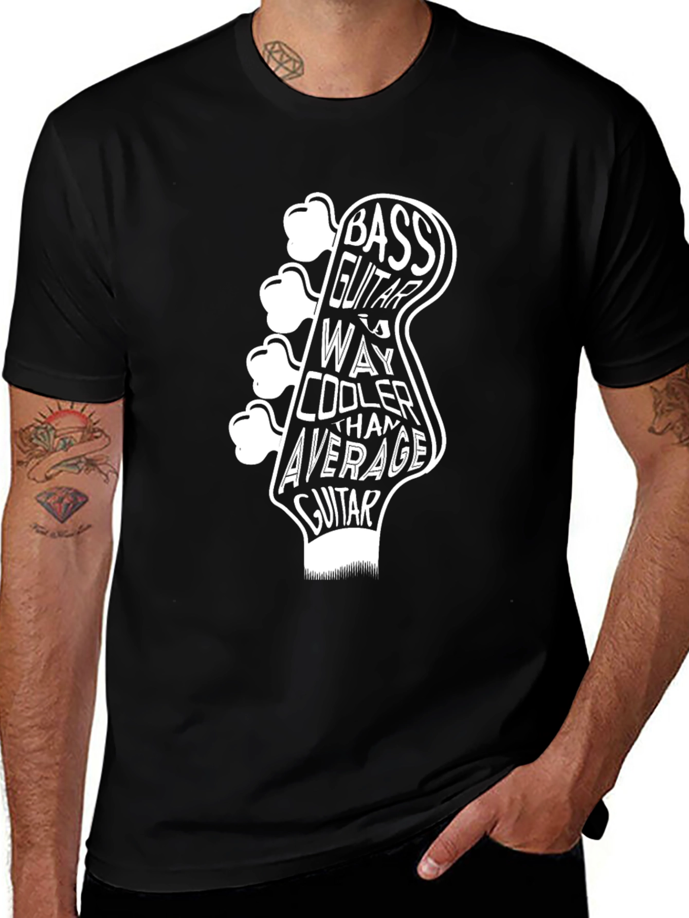 Bass Guitar Cool Graphic T-Shirt - Black