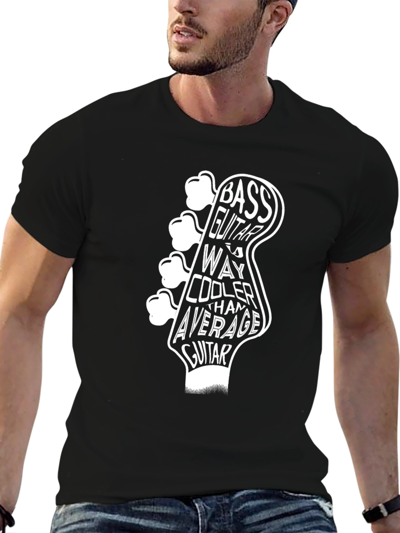 Bass Guitar Cool Graphic T-Shirt - Black