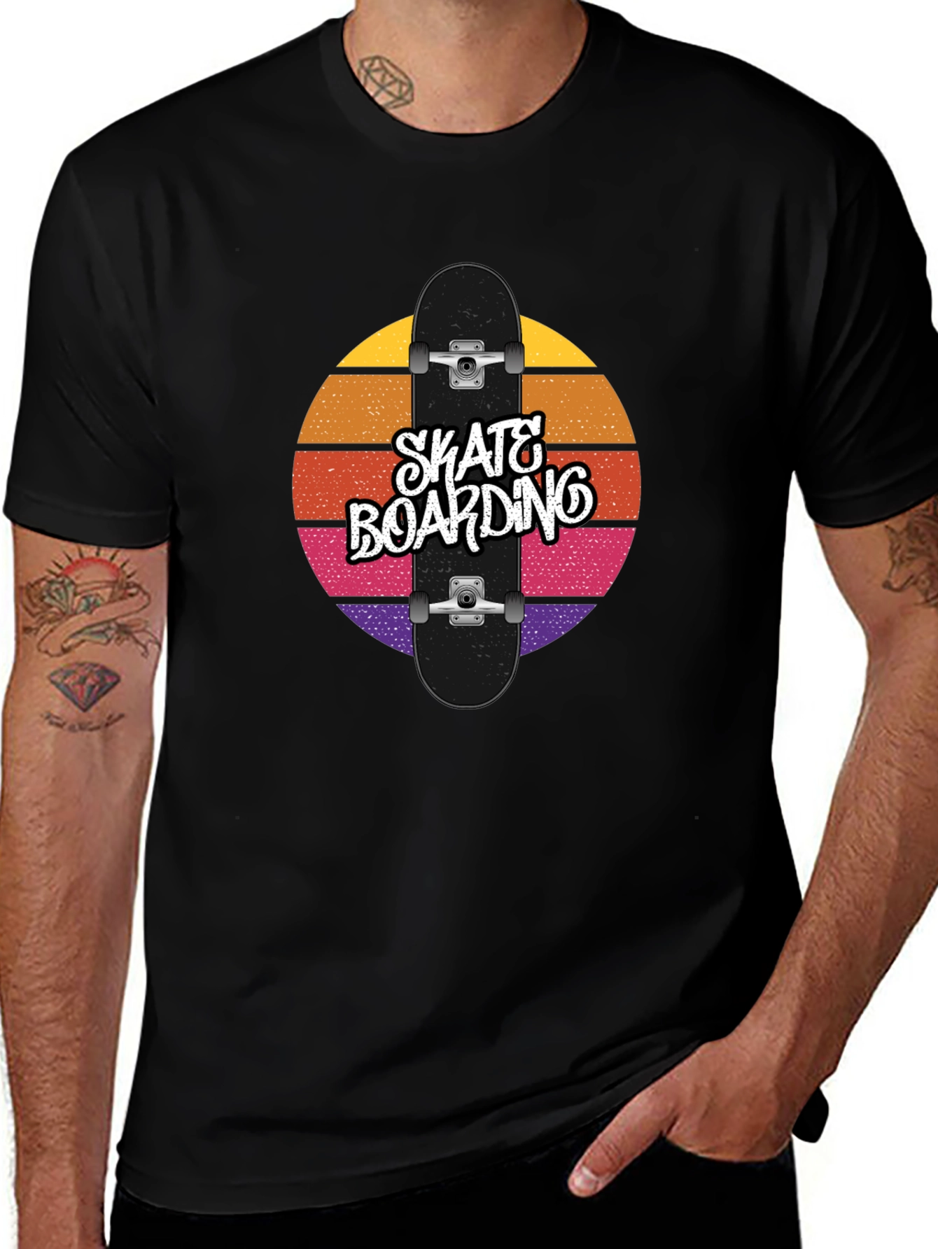 Retro Skateboarding T-Shirt - Sunset Design
