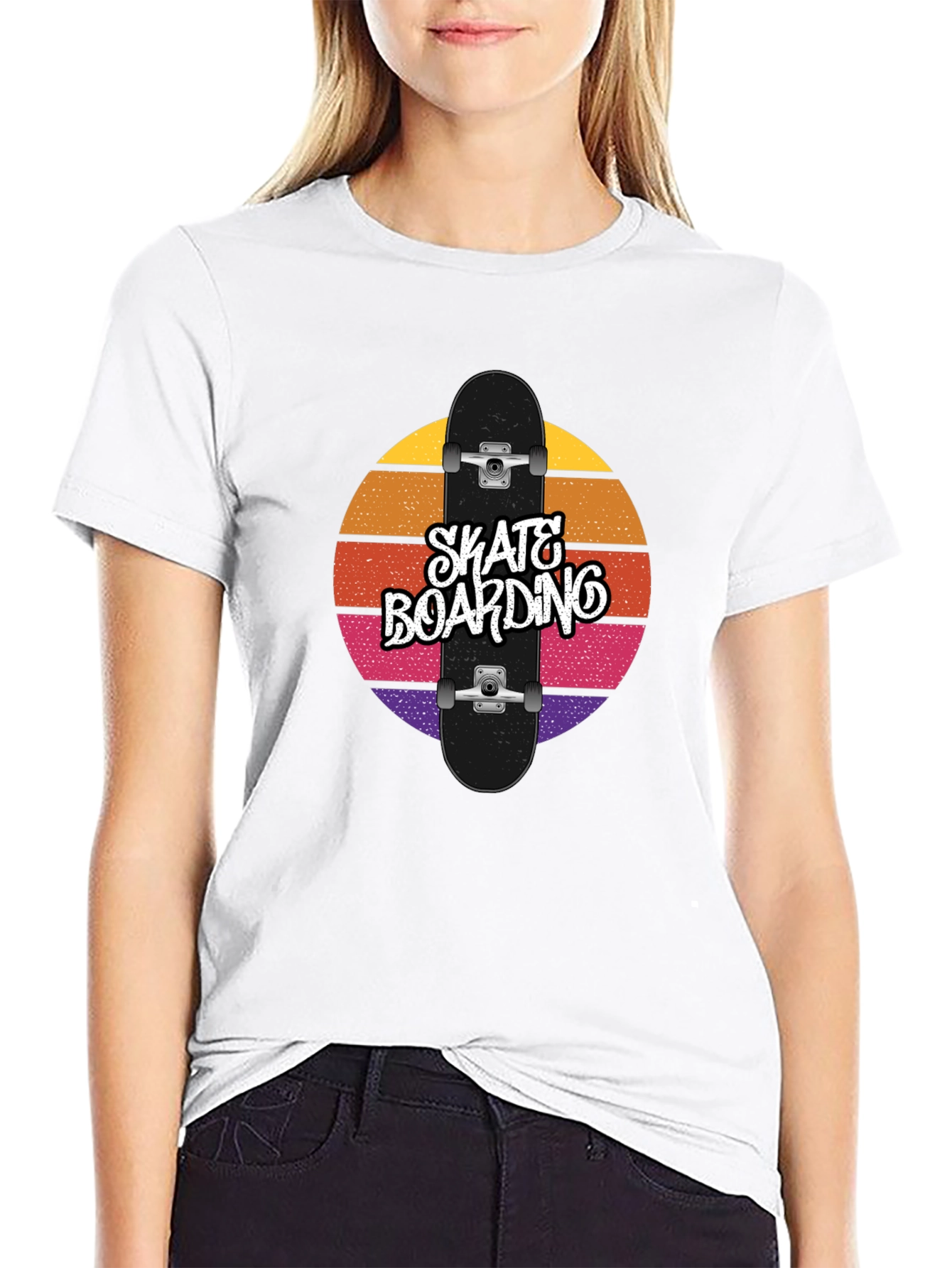 Retro Skateboarding T-Shirt - Sunset Design