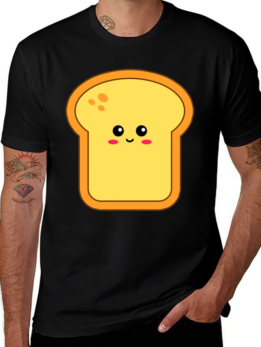 Cute Toast Graphic Tee - Black Cotton Shirt