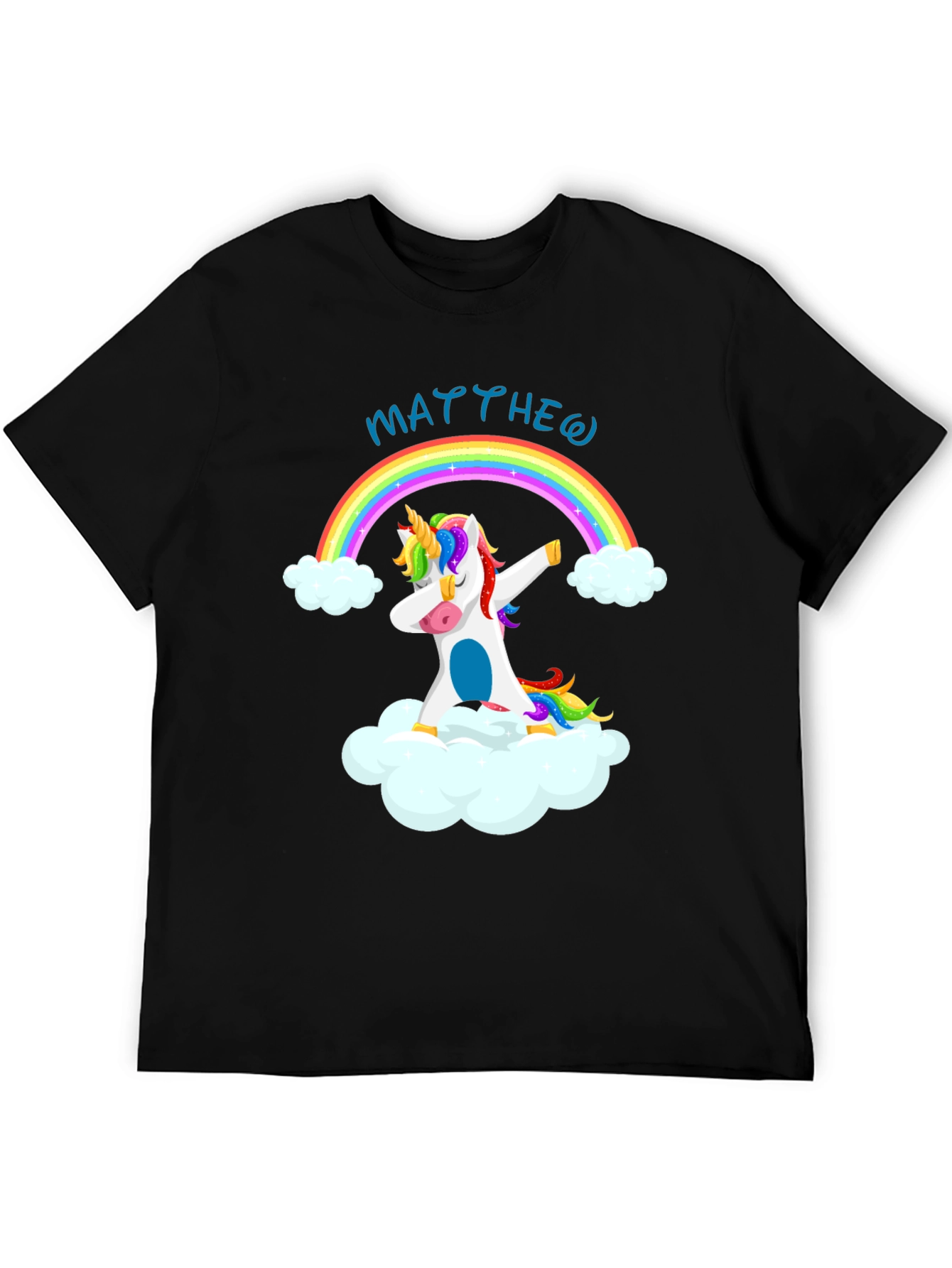 Rainbow Unicorn Dab Personalized Black T-Shirt