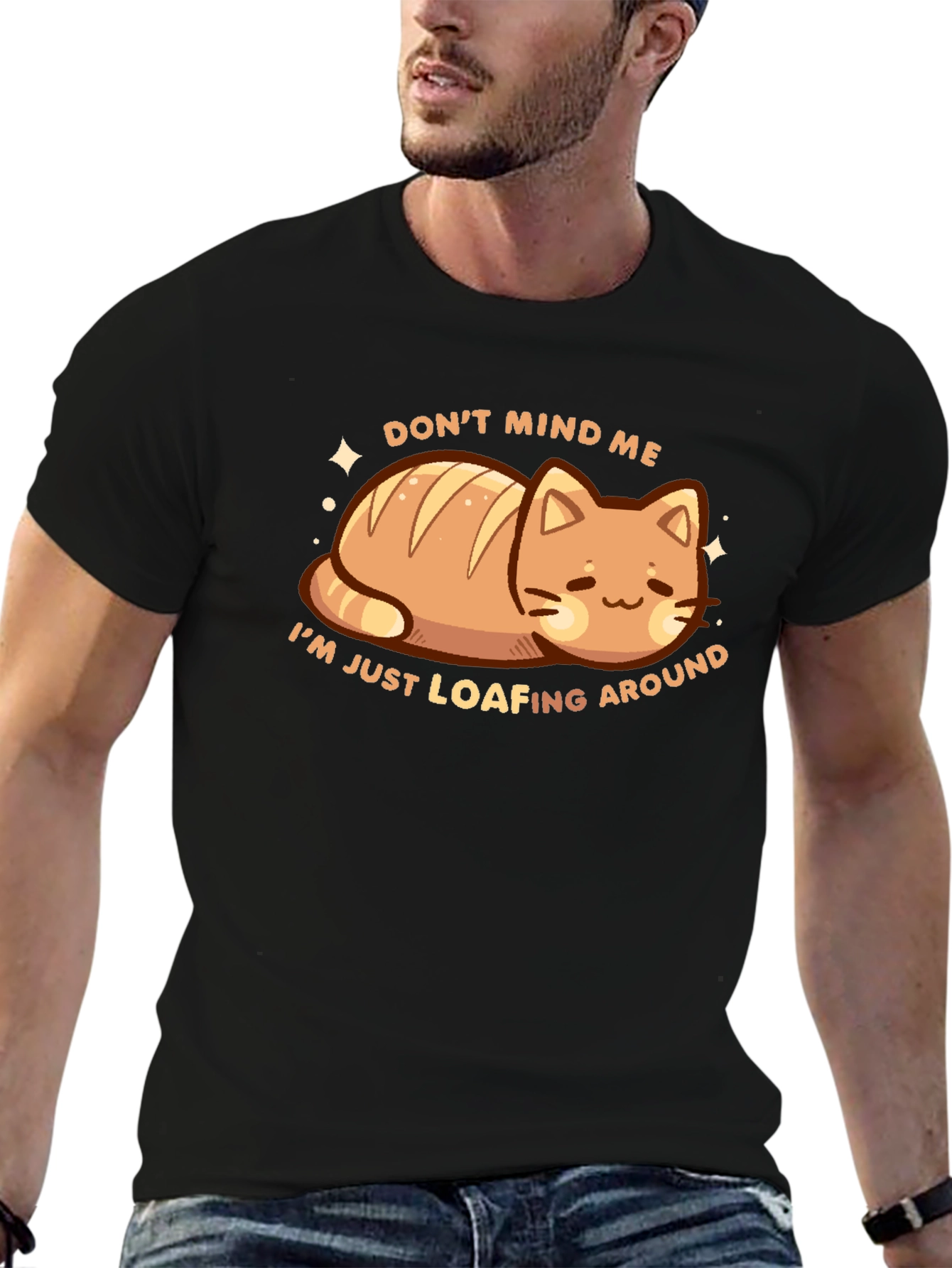 Loafing Around Cat Bread Funny Graphic Tee
