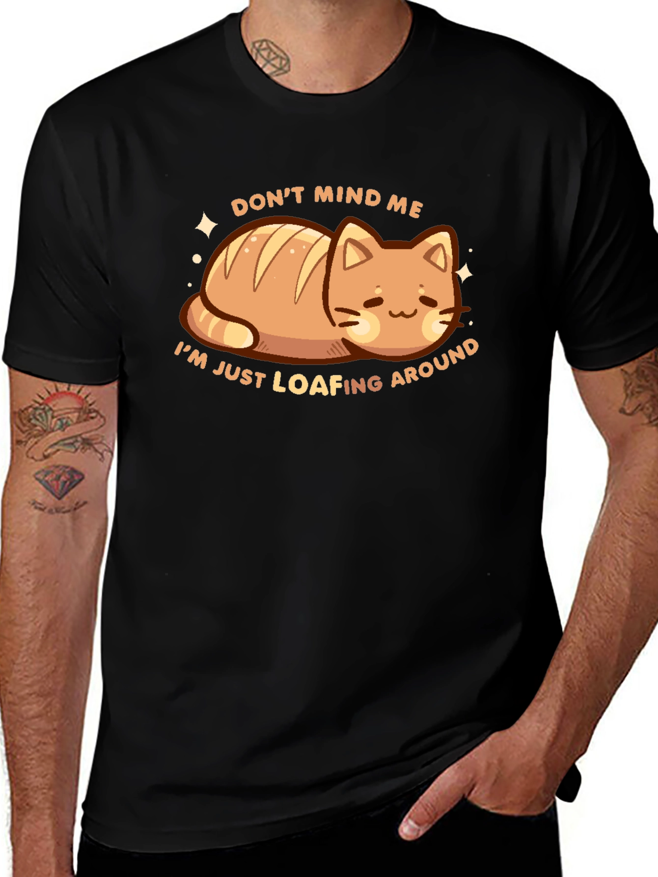 Loafing Around Cat Bread Funny Graphic Tee