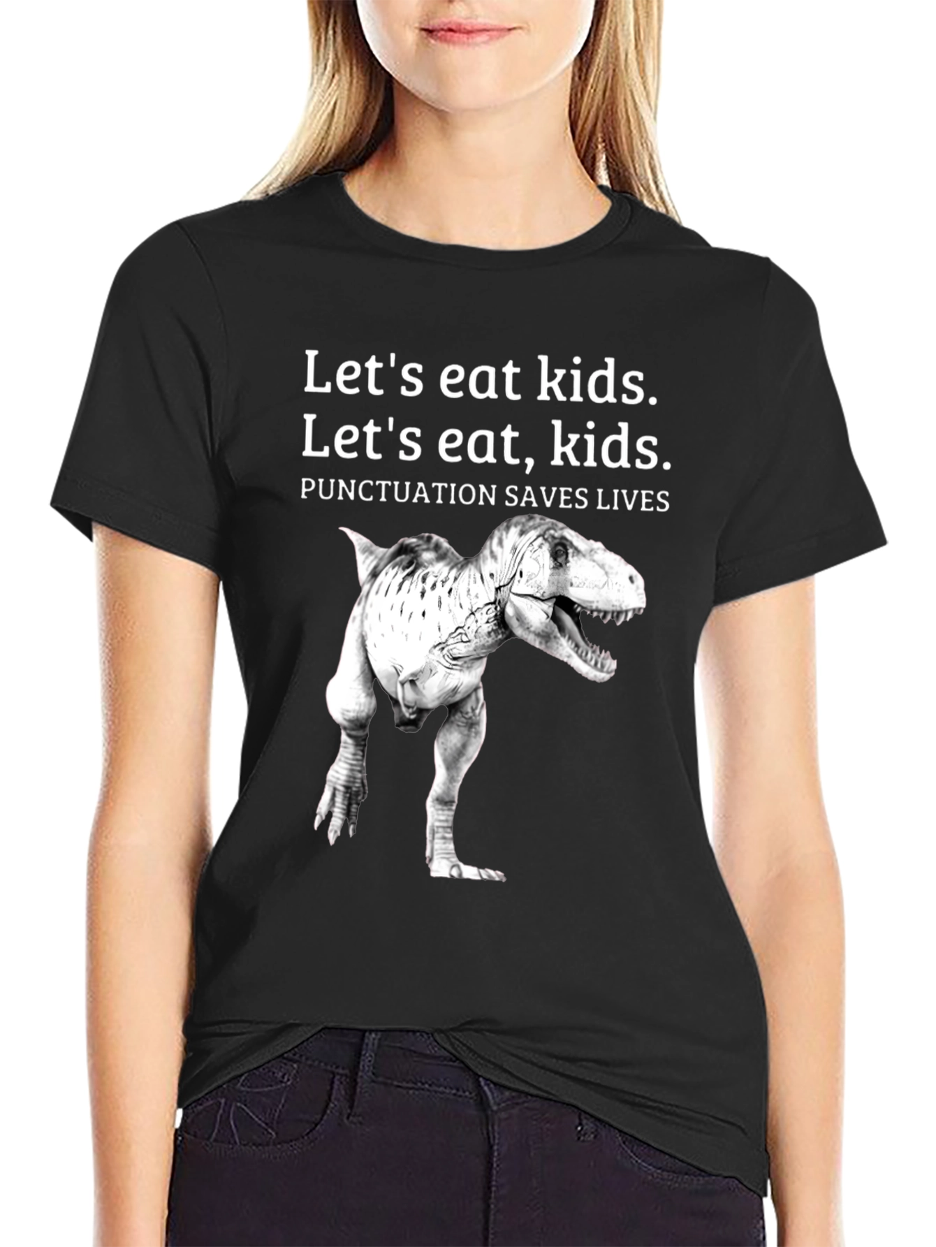 Punctuation Saves Lives T-Rex Graphic Tee