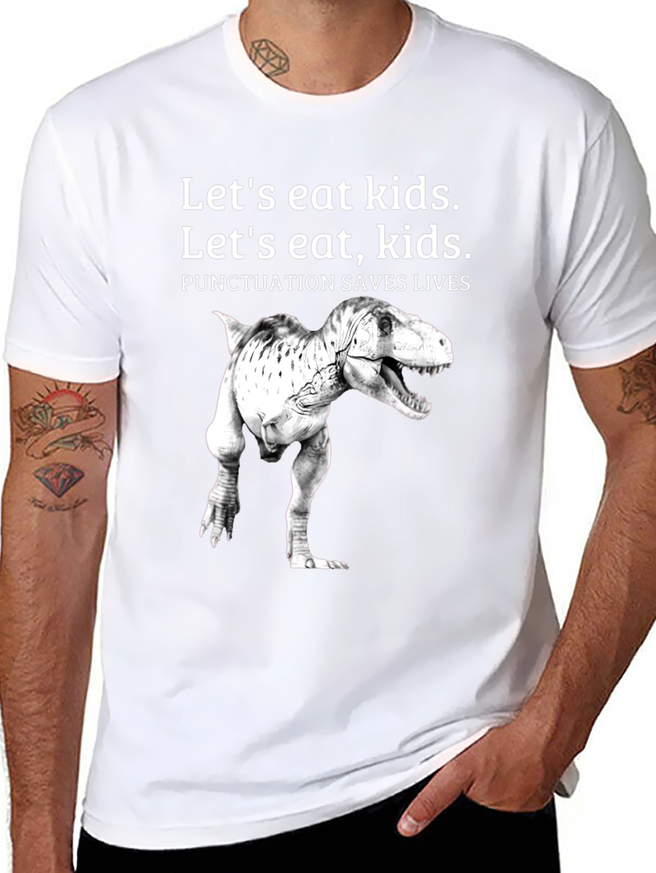 Punctuation Saves Lives T-Rex Graphic Tee