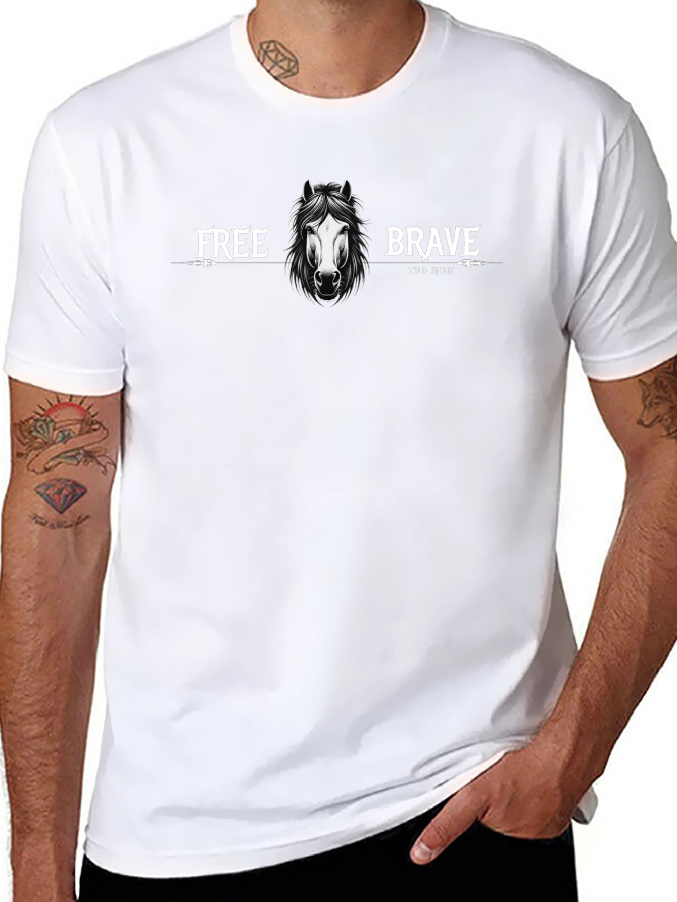 Wild Spirit Horse Graphic Black T-Shirt