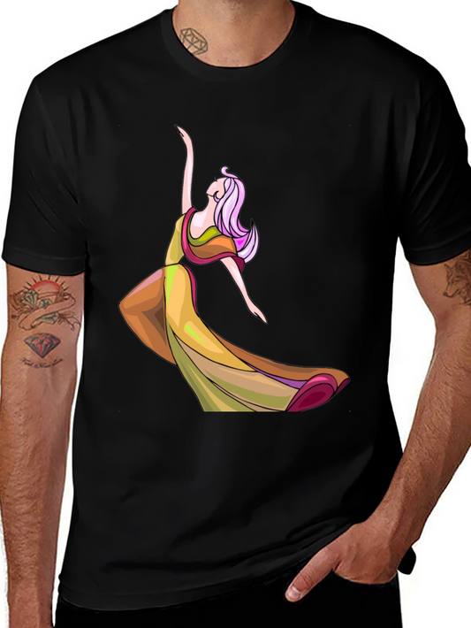 Dancing Lady Graphic Tee - Stylish Black T-Shirt
