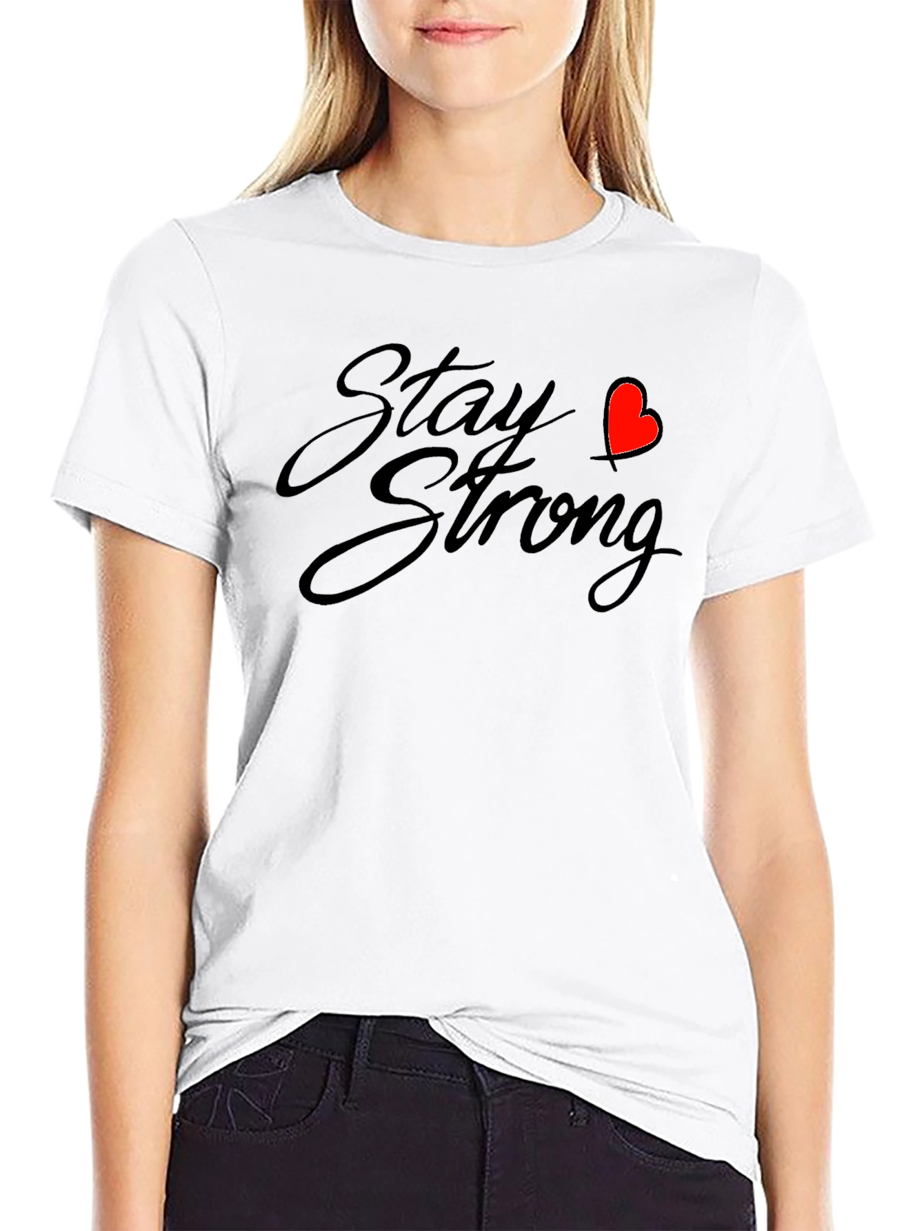 Stay Strong Graphic Tee - Black Casual Comfort