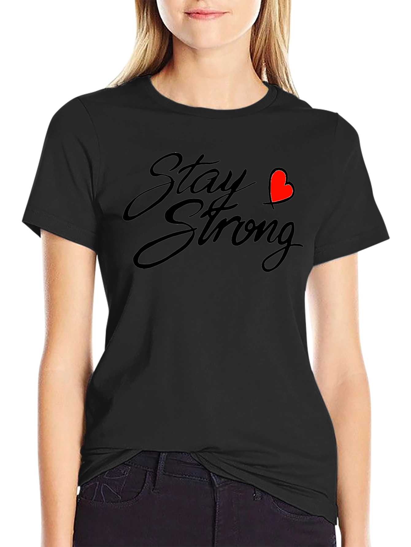 Stay Strong Graphic Tee - Black Casual Comfort