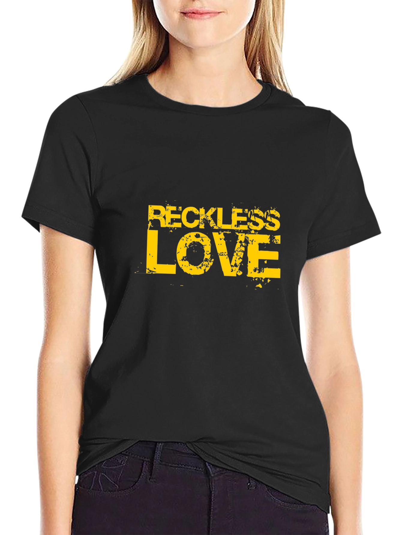 Reckless Love Graphic Print Black T-Shirt