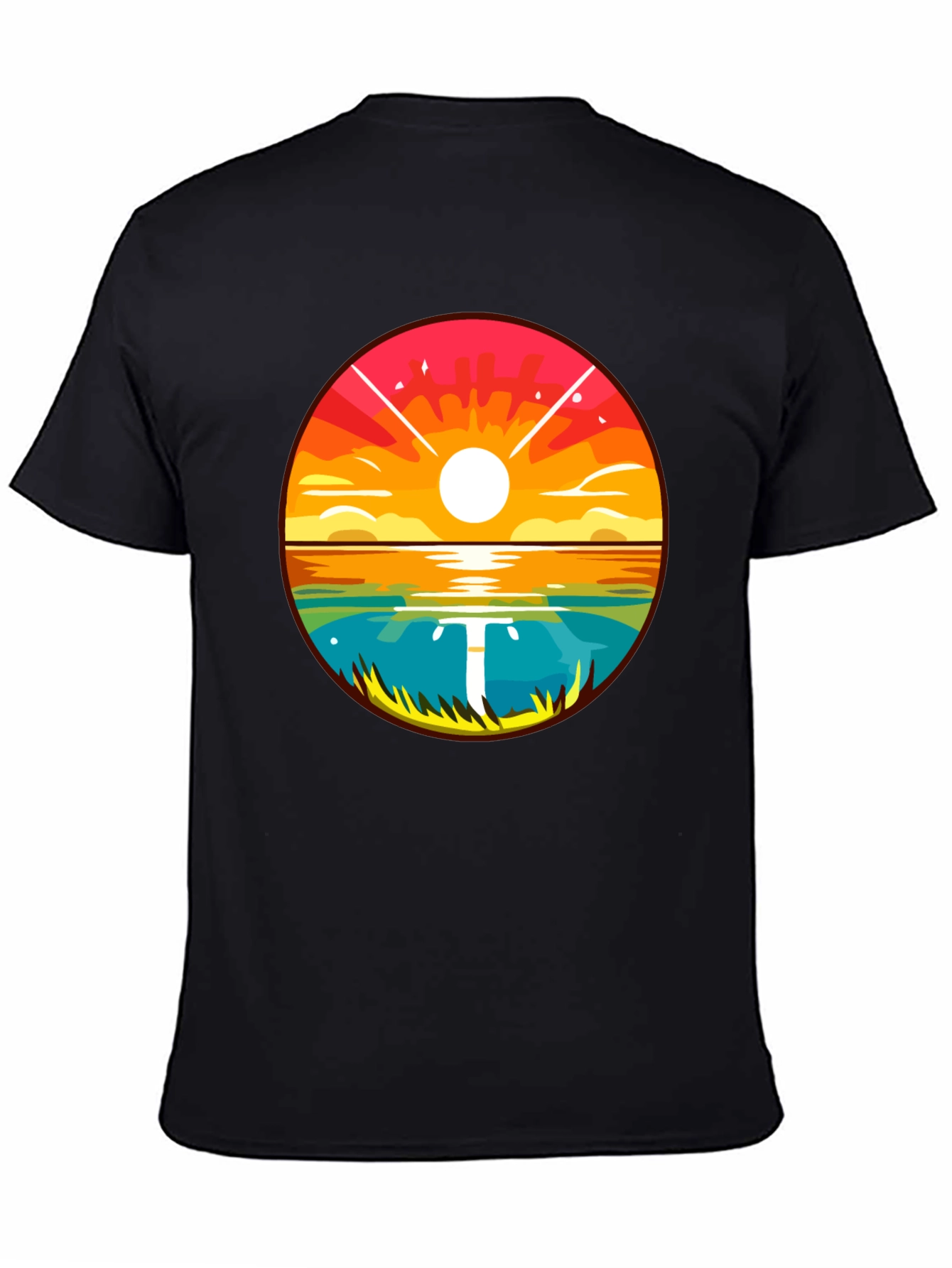 Sunset Lake Graphic Tee - Mens Black T-Shirt