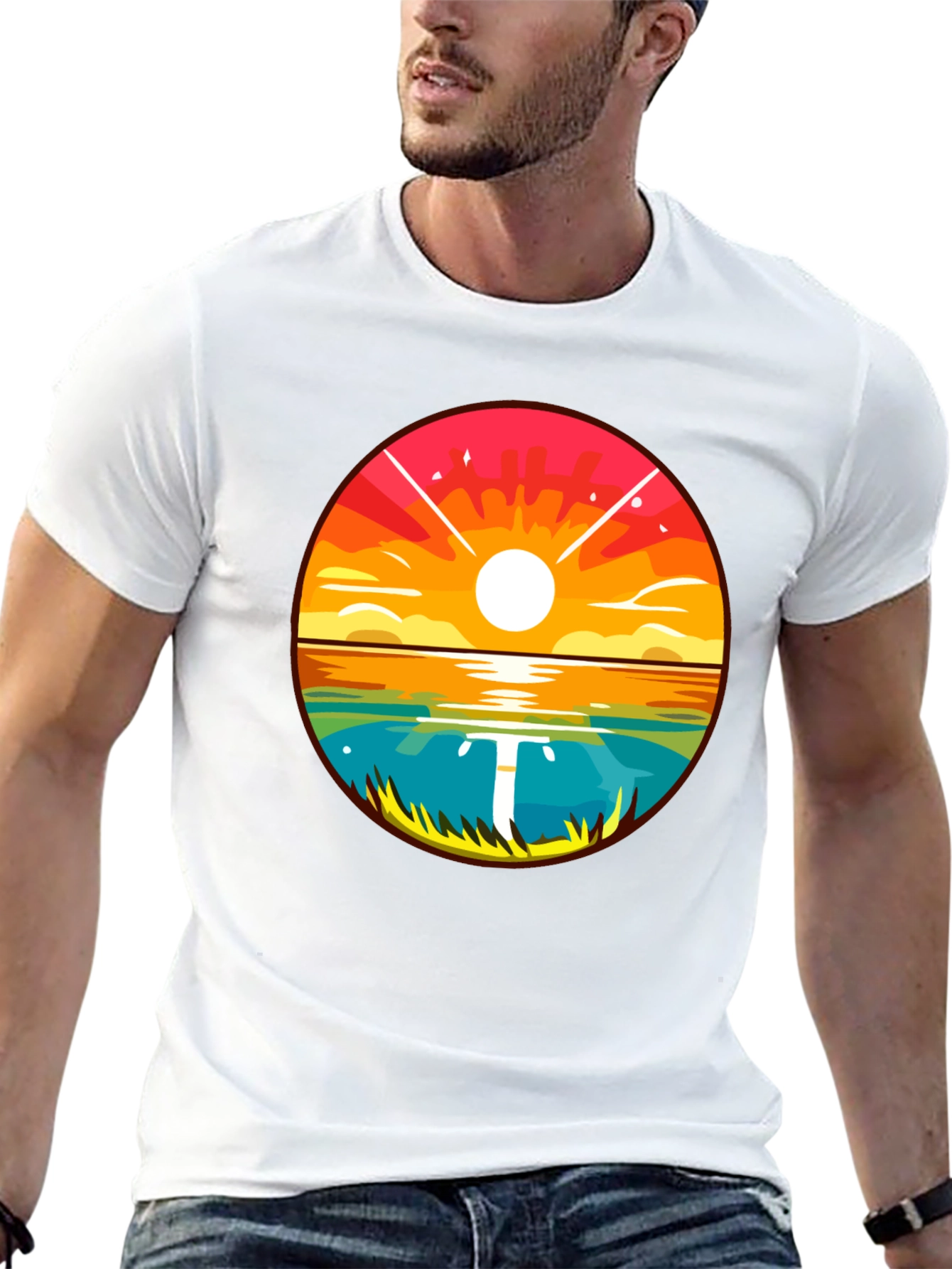 Sunset Lake Graphic Tee - Mens Black T-Shirt