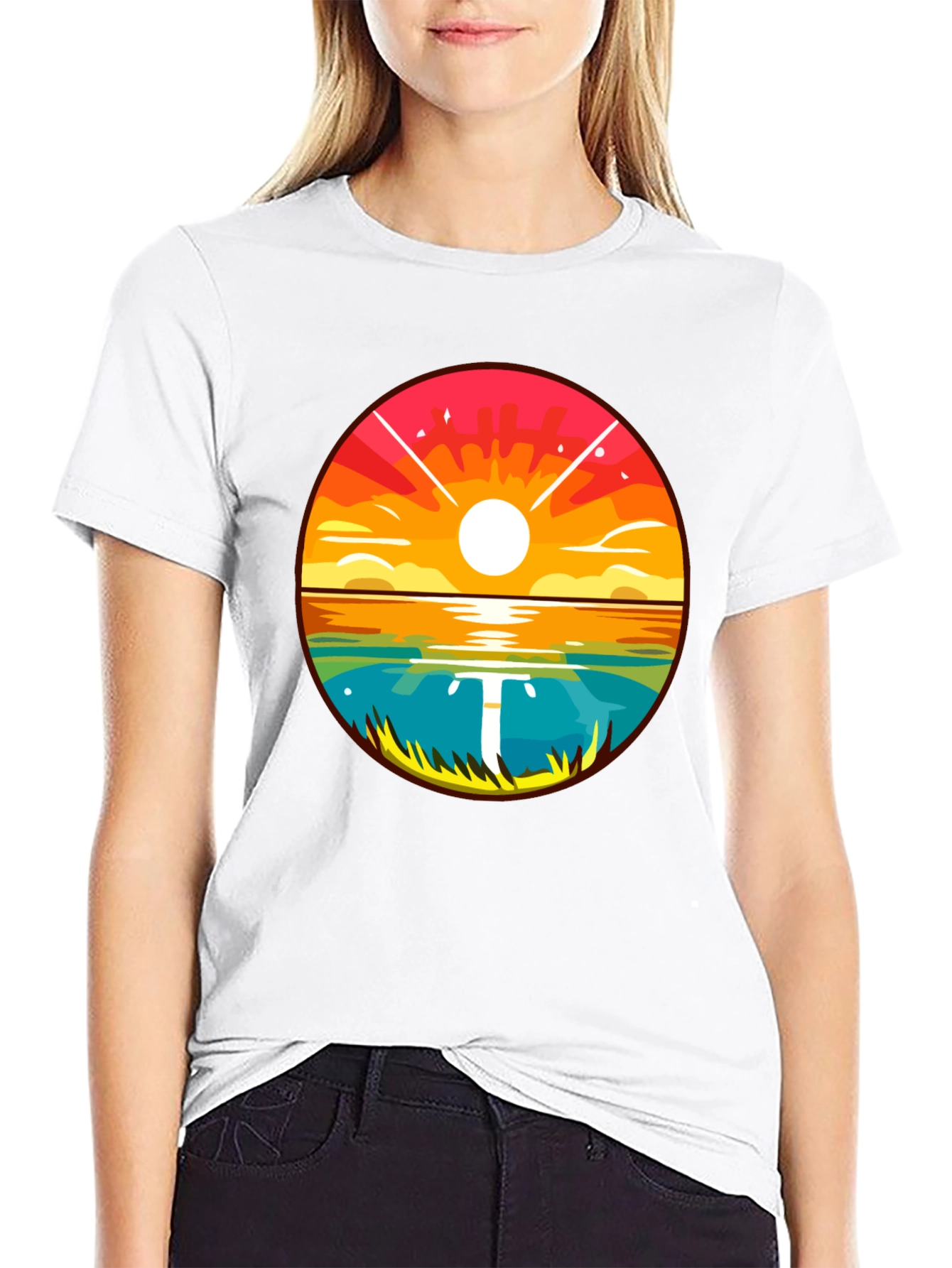 Sunset Lake Graphic Tee - Mens Black T-Shirt