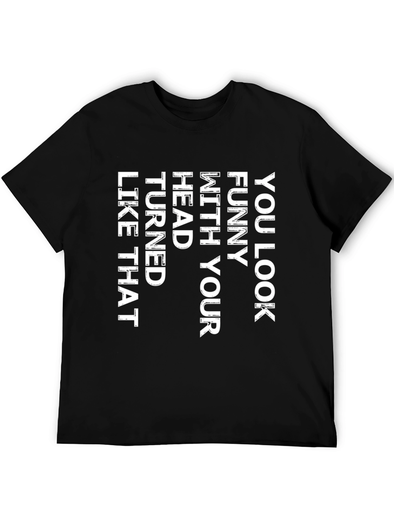 Funny Head Turn Graphic T-Shirt - Black