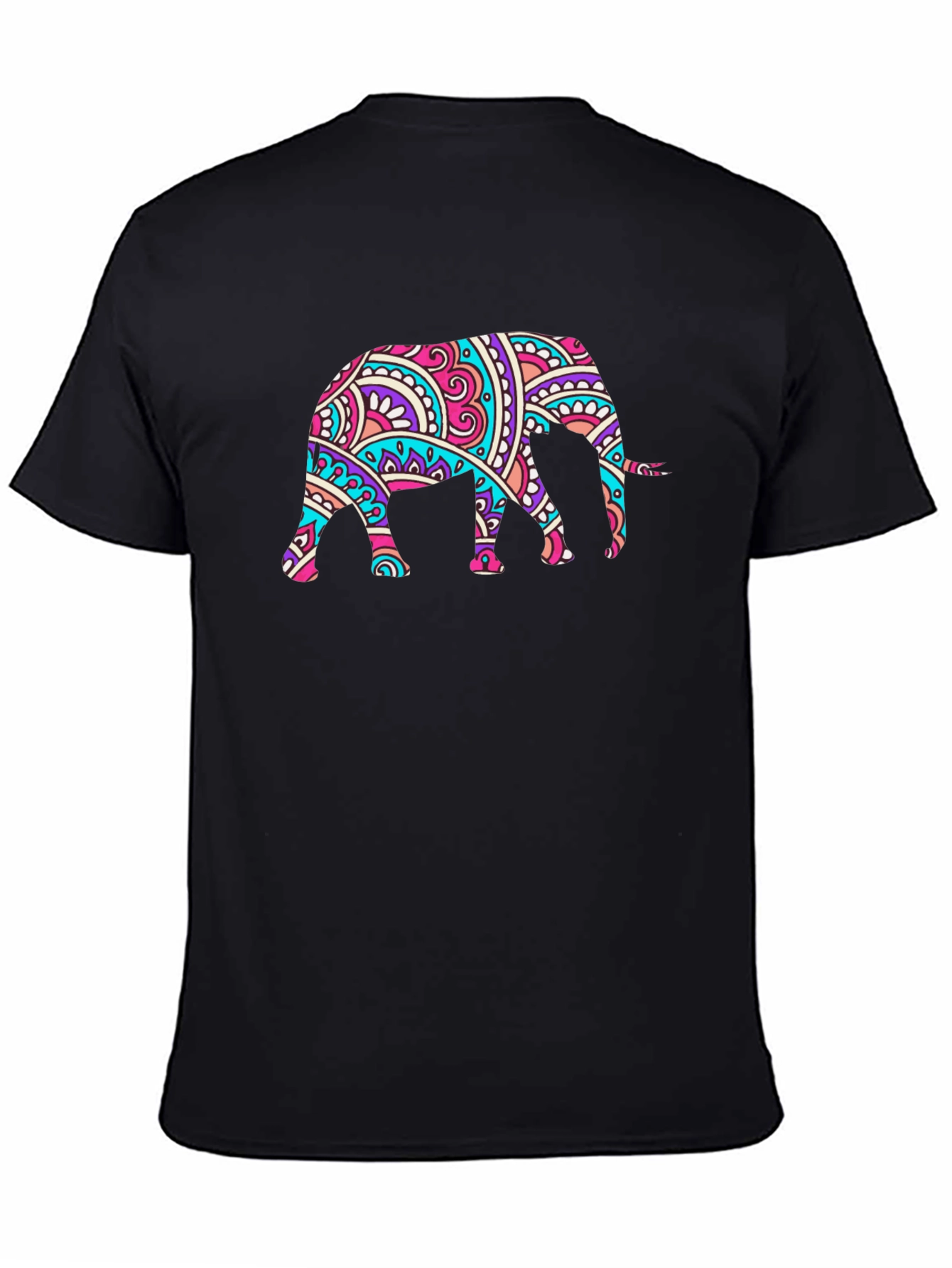 Elephant Mandala Graphic Black T-Shirt