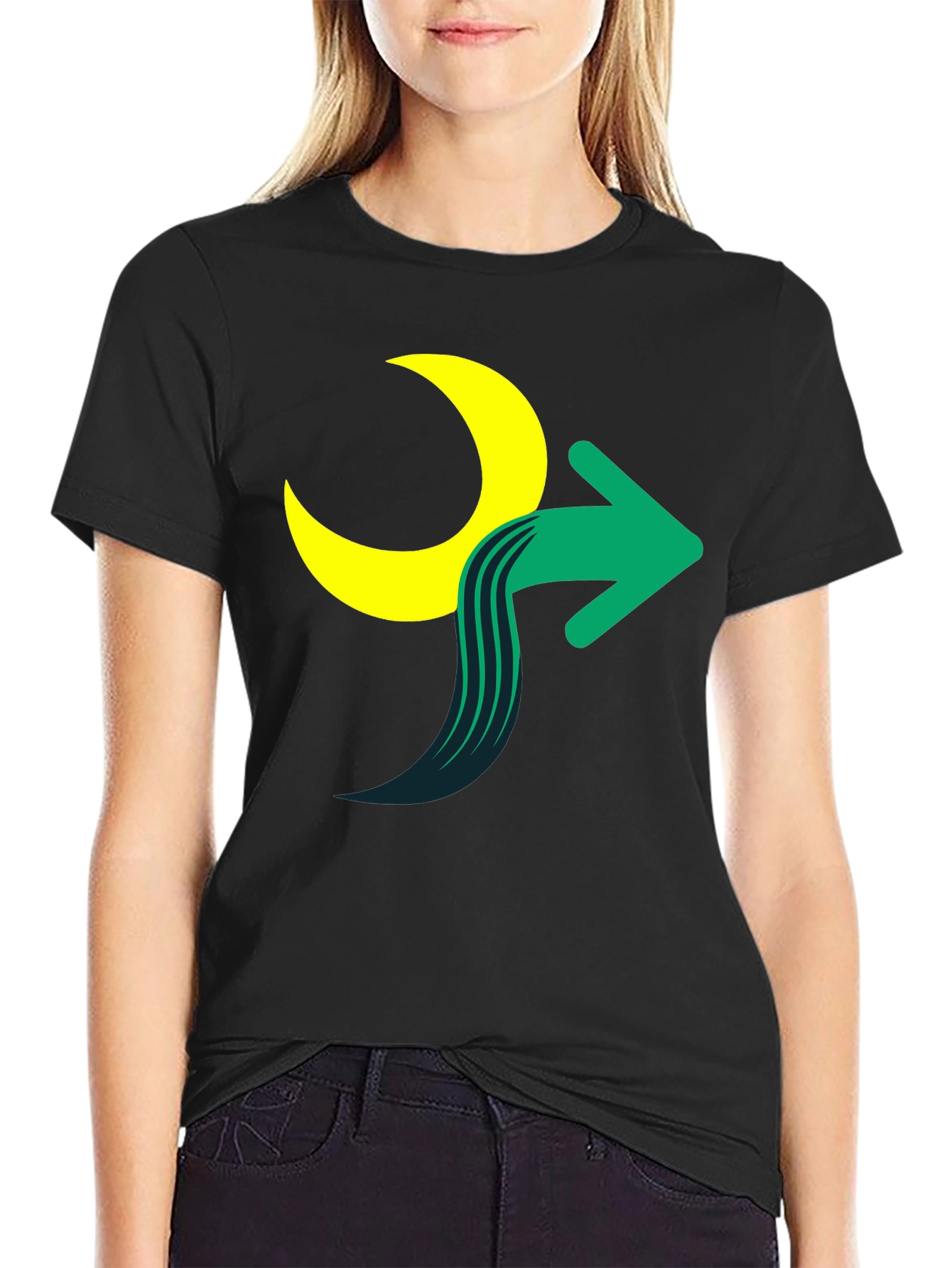 Moon Arrow Graphic Tee - Stylish Cotton Blend Shirt