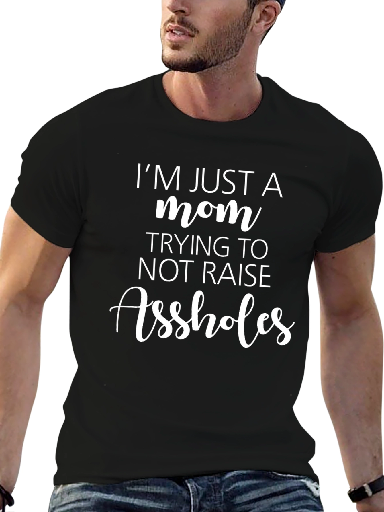 Funny Mom Graphic Tee - Raising Assholes