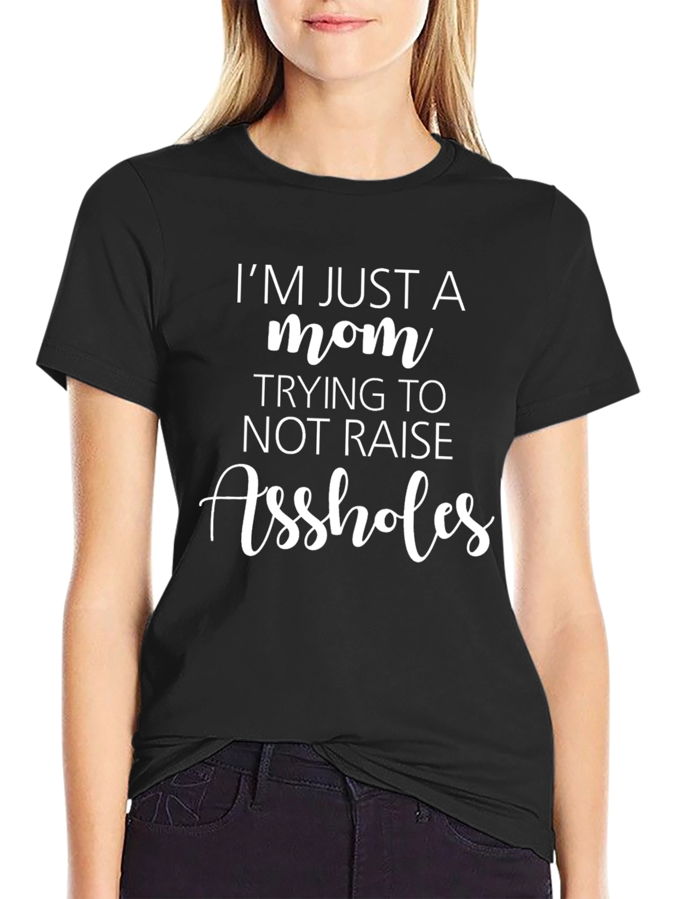 Funny Mom Graphic Tee - Raising Assholes