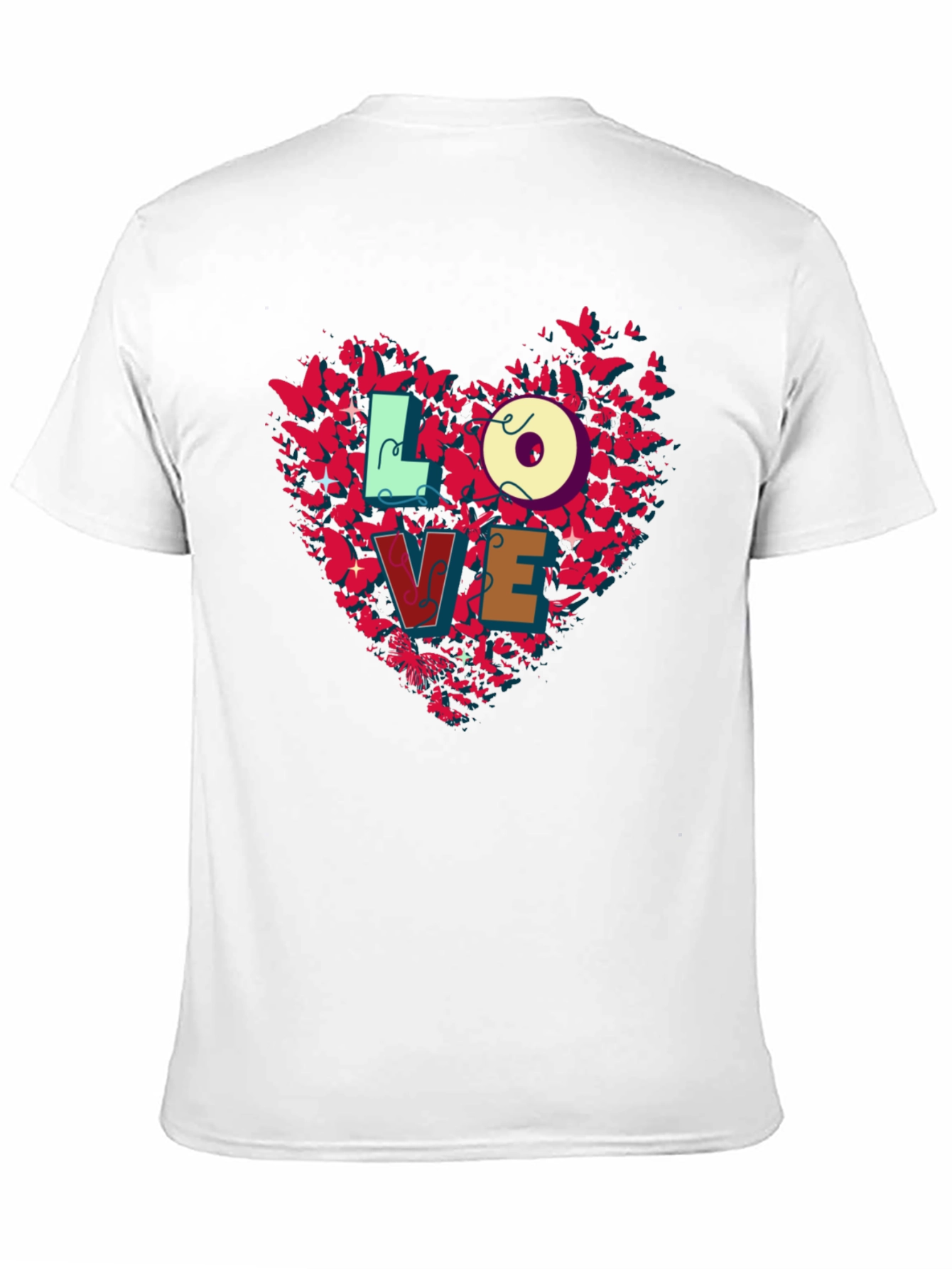 Love Butterfly Heart Graphic Tee - Black