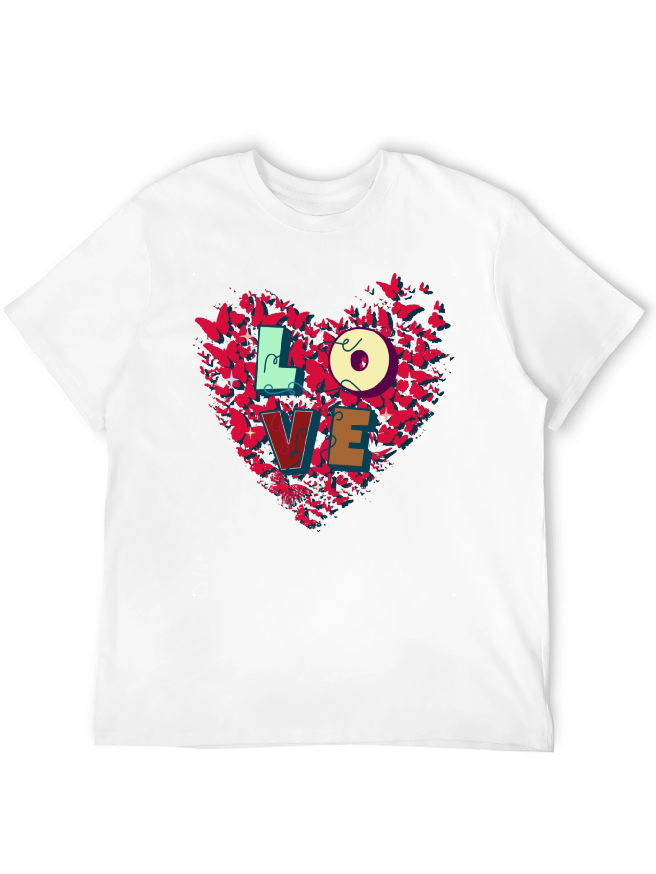 Love Butterfly Heart Graphic Tee - Black