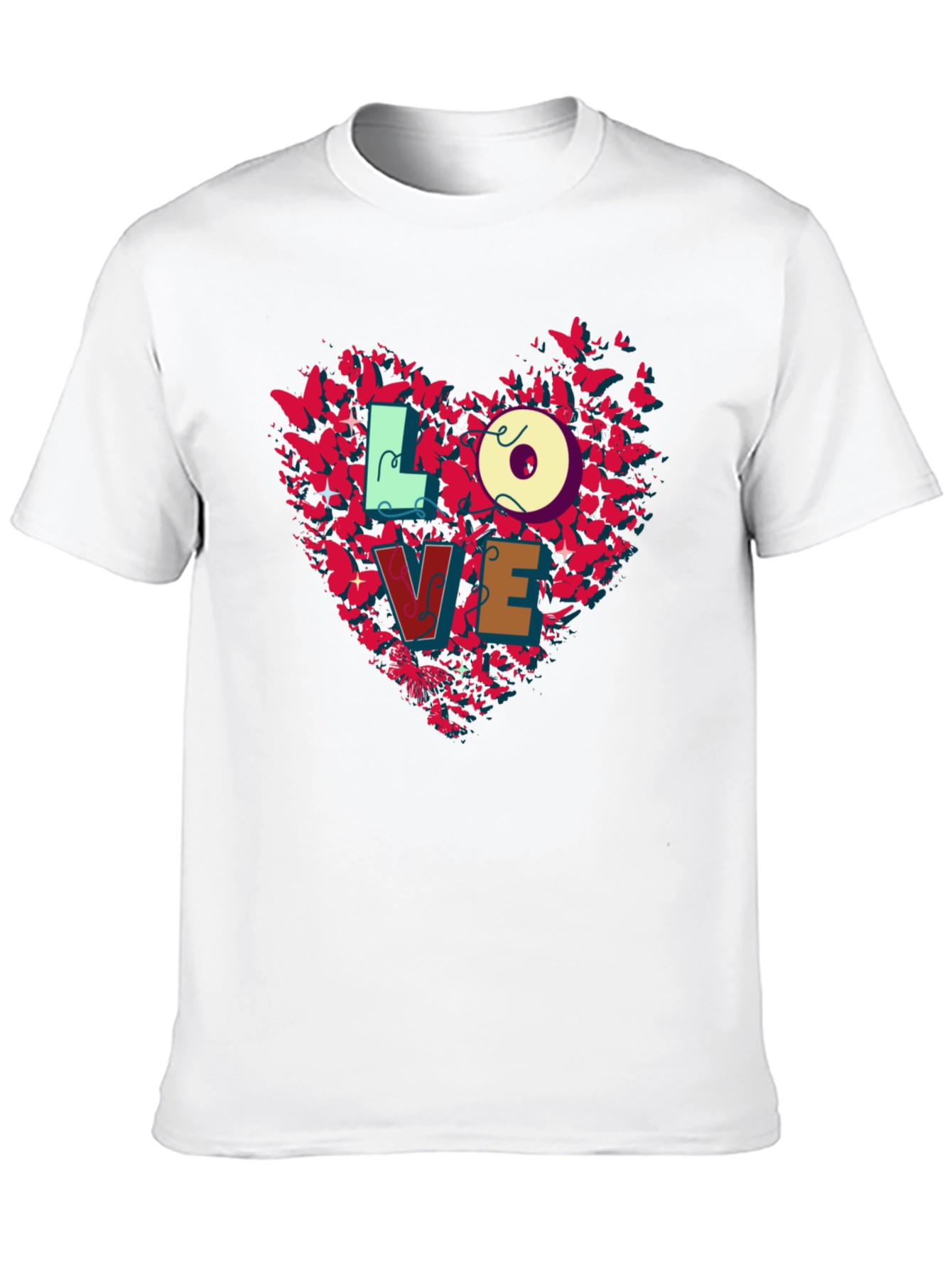 Love Butterfly Heart Graphic Tee - Black