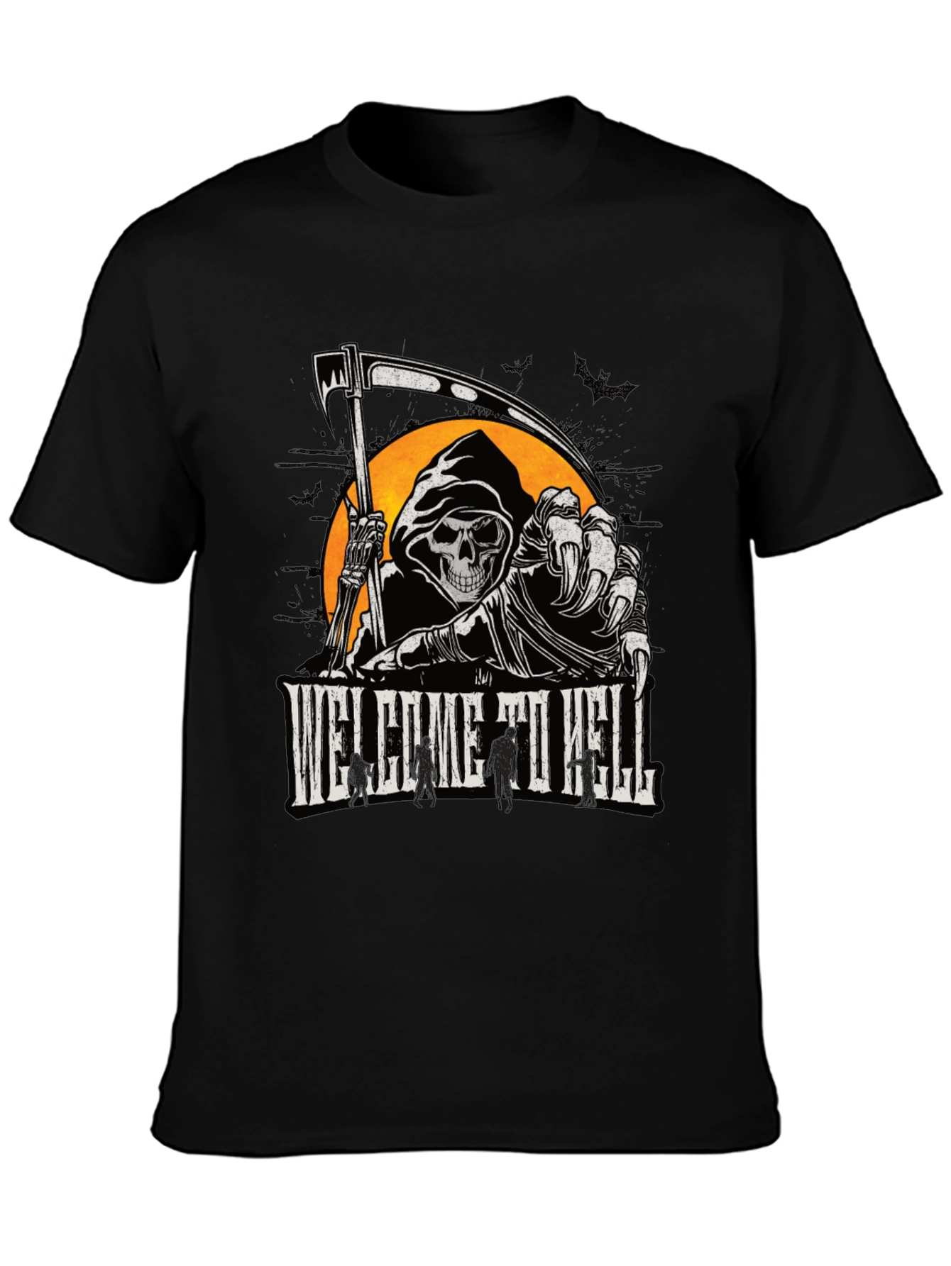 Welcome to Hell Grim Reaper Graphic T-Shirt