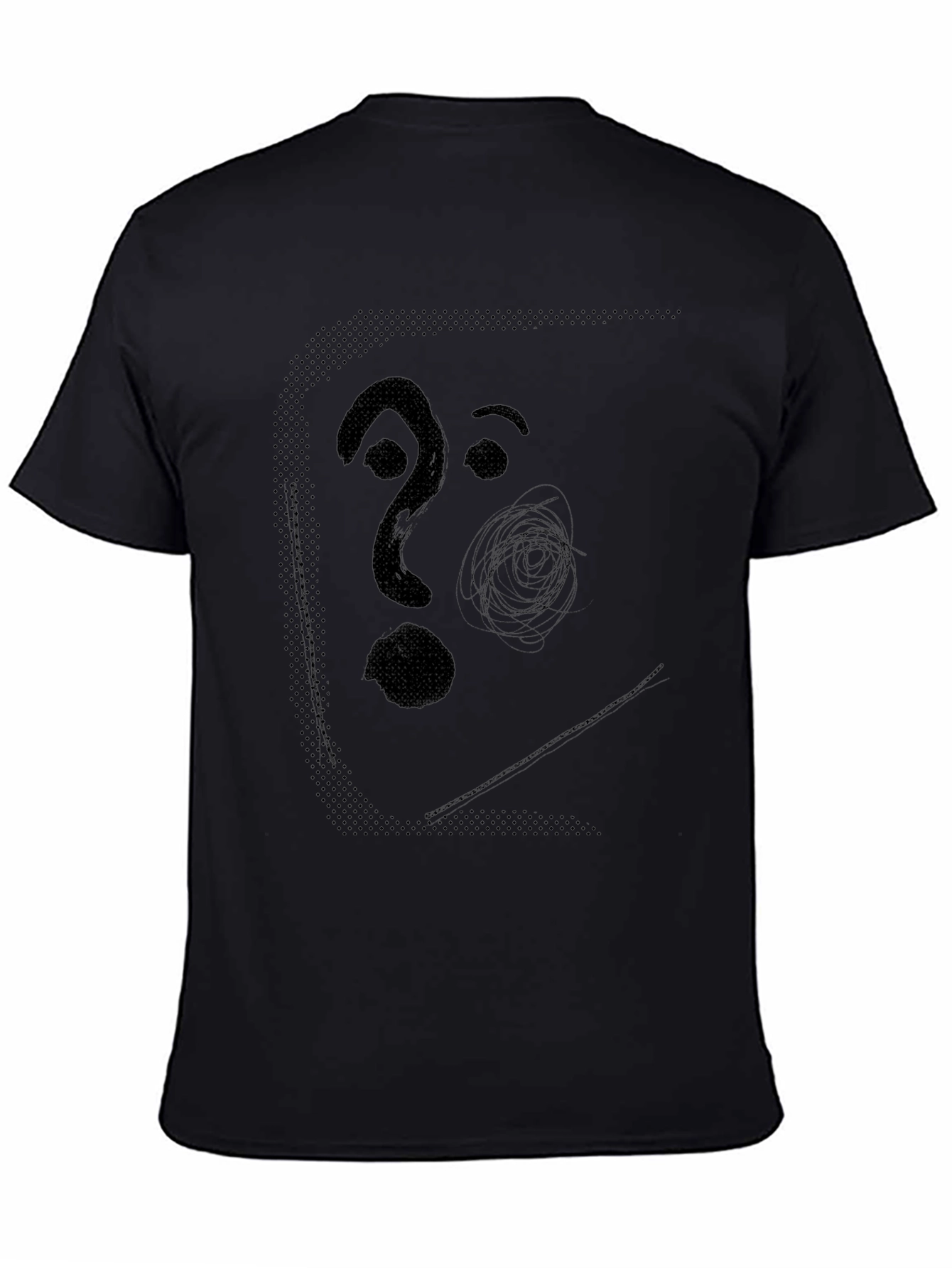 Abstract Face Graphic Mens Black T-Shirt