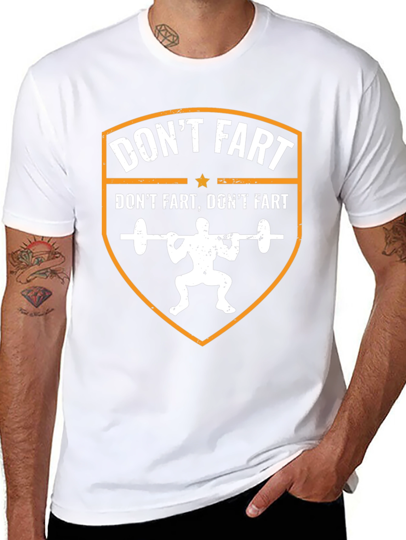 Funny Gym T-Shirt - Dont Fart Squat Design