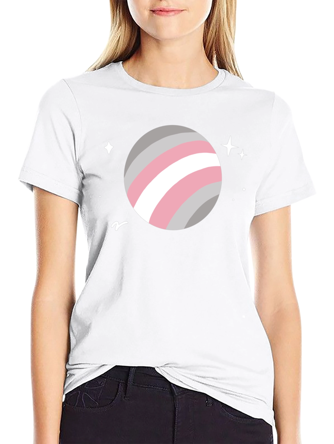 Trendy Space Planet Graphic Tee - Black Cotton Blend