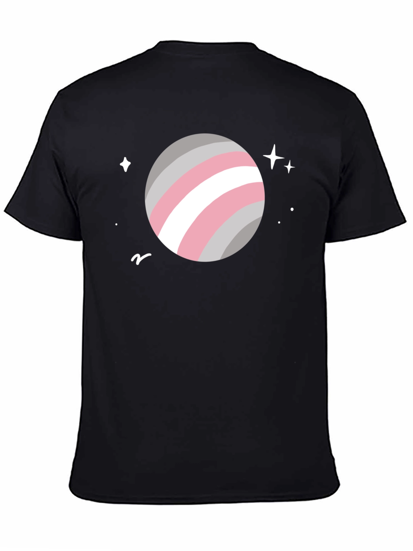 Trendy Space Planet Graphic Tee - Black Cotton Blend