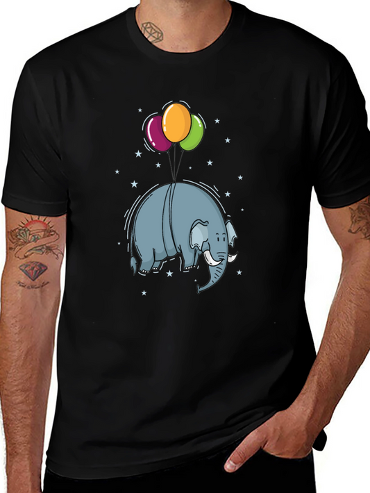 Elephant Balloons Black T-Shirt