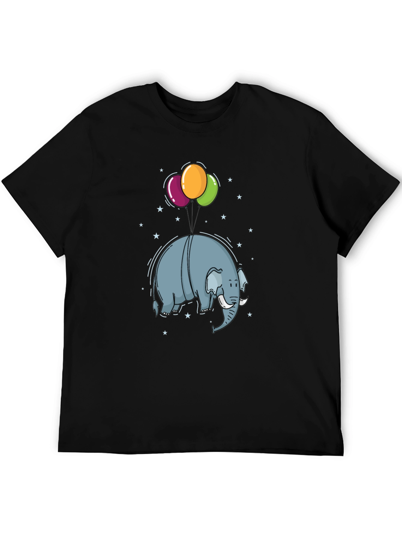Elephant Balloons Black T-Shirt