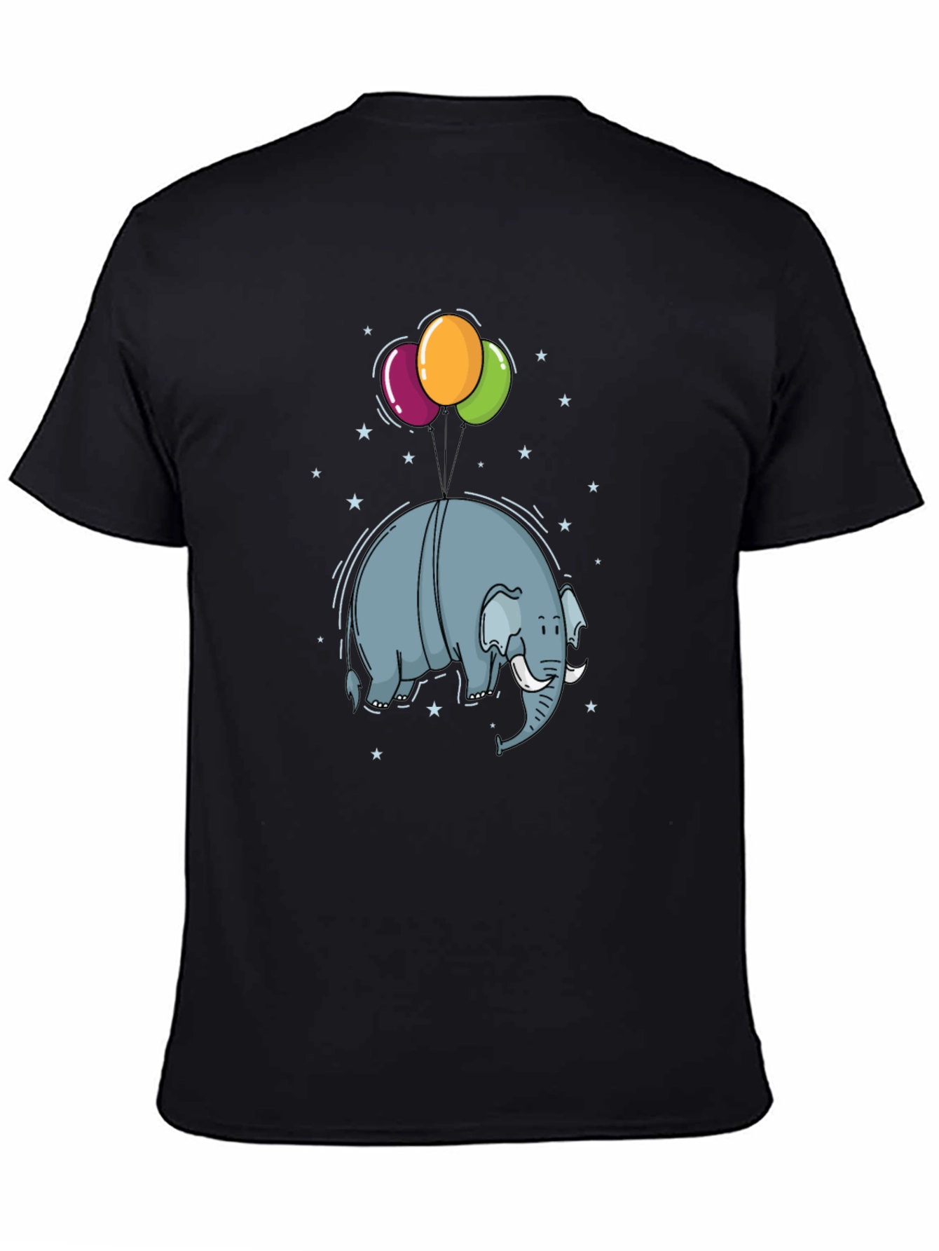 Elephant Balloons Black T-Shirt