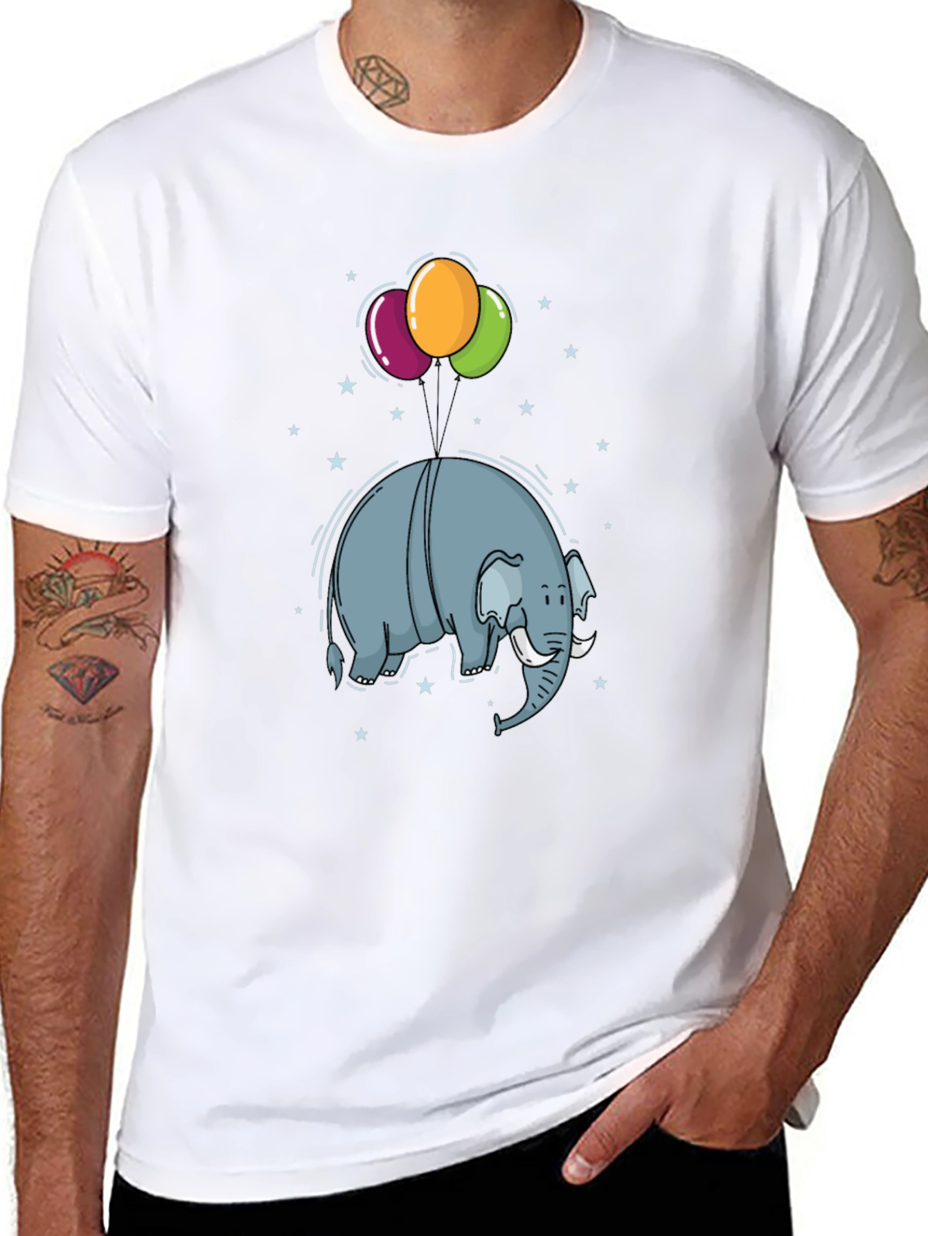 Elephant Balloons Black T-Shirt