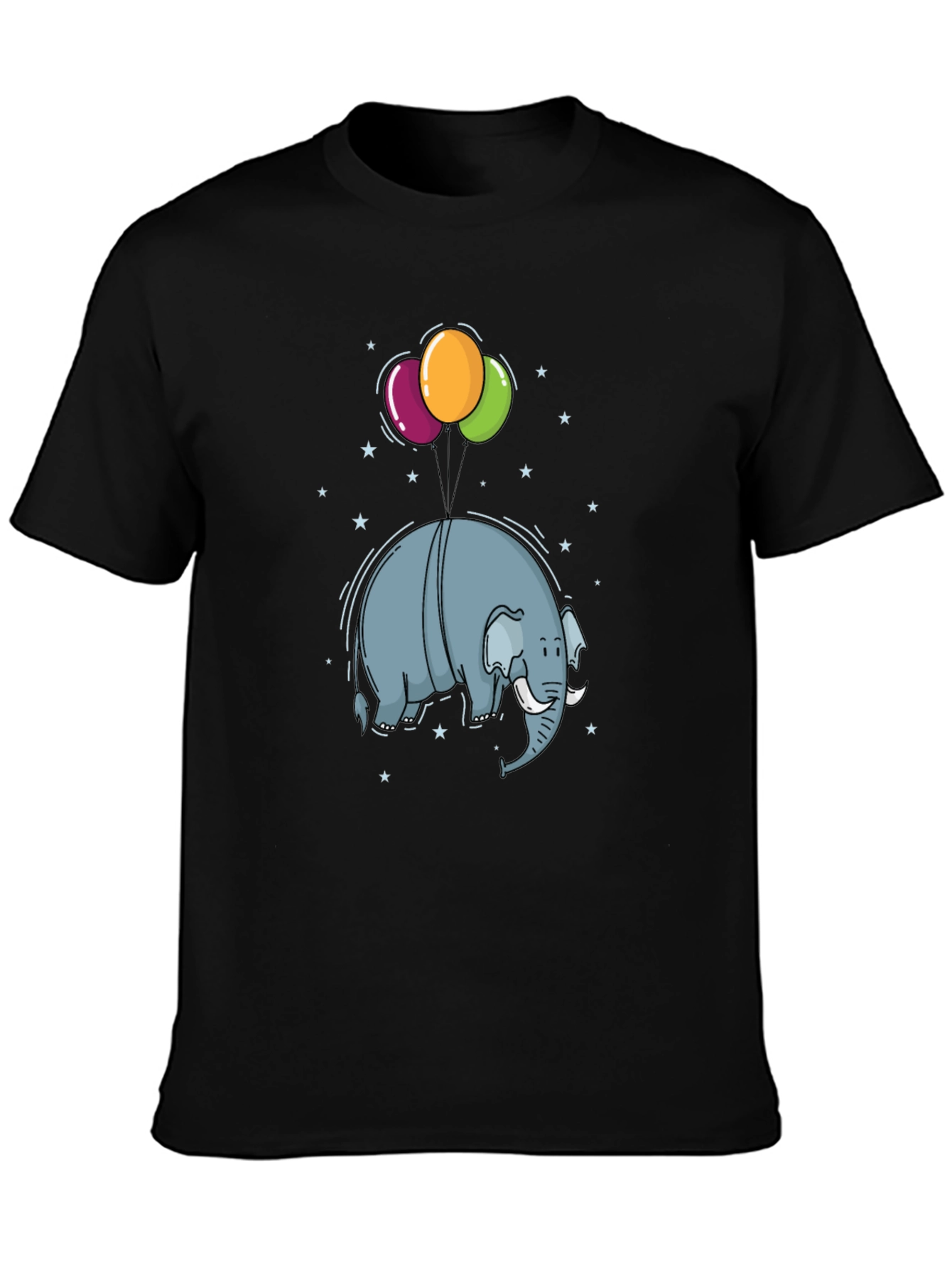 Elephant Balloons Black T-Shirt
