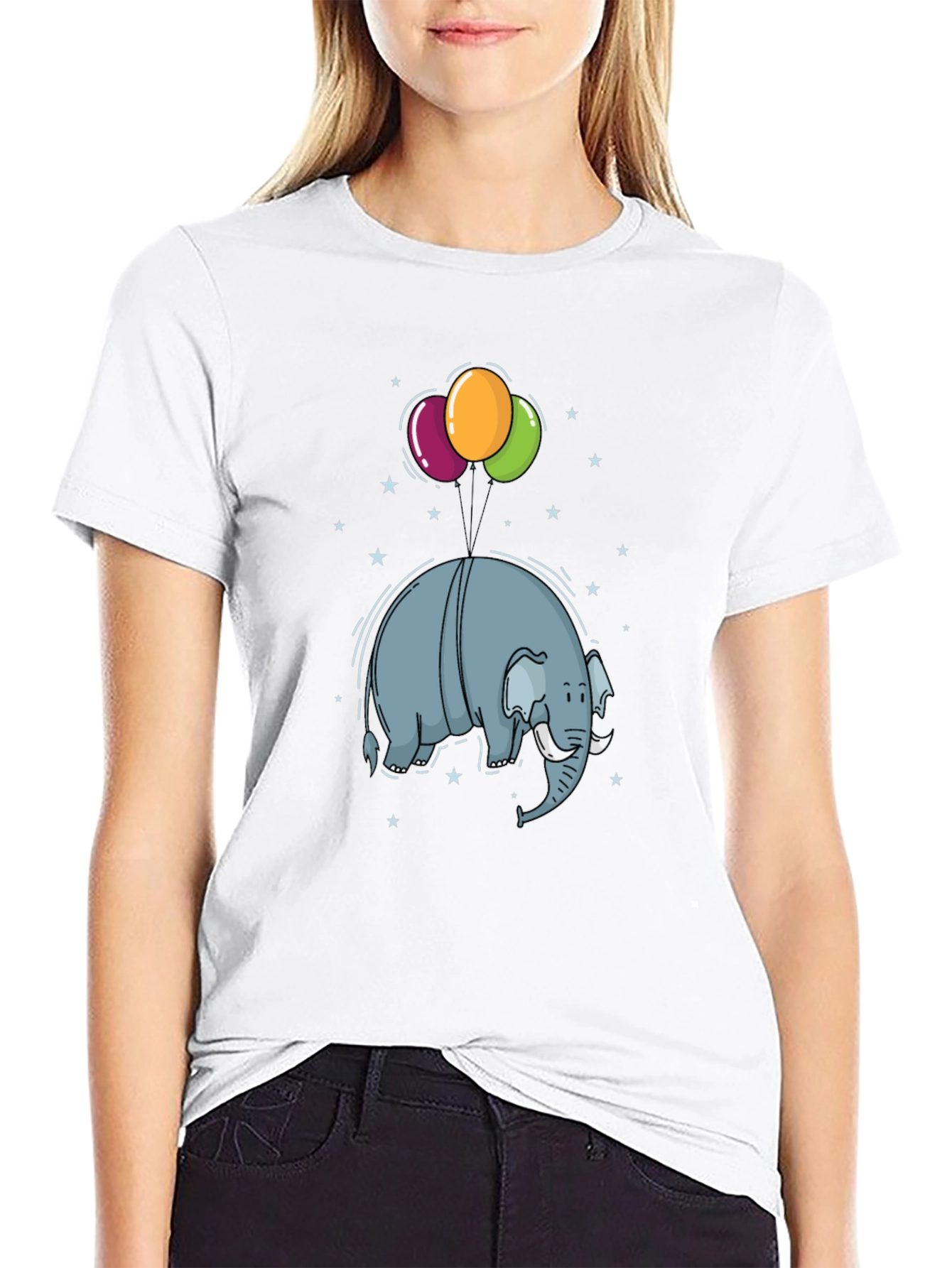 Elephant Balloons Black T-Shirt